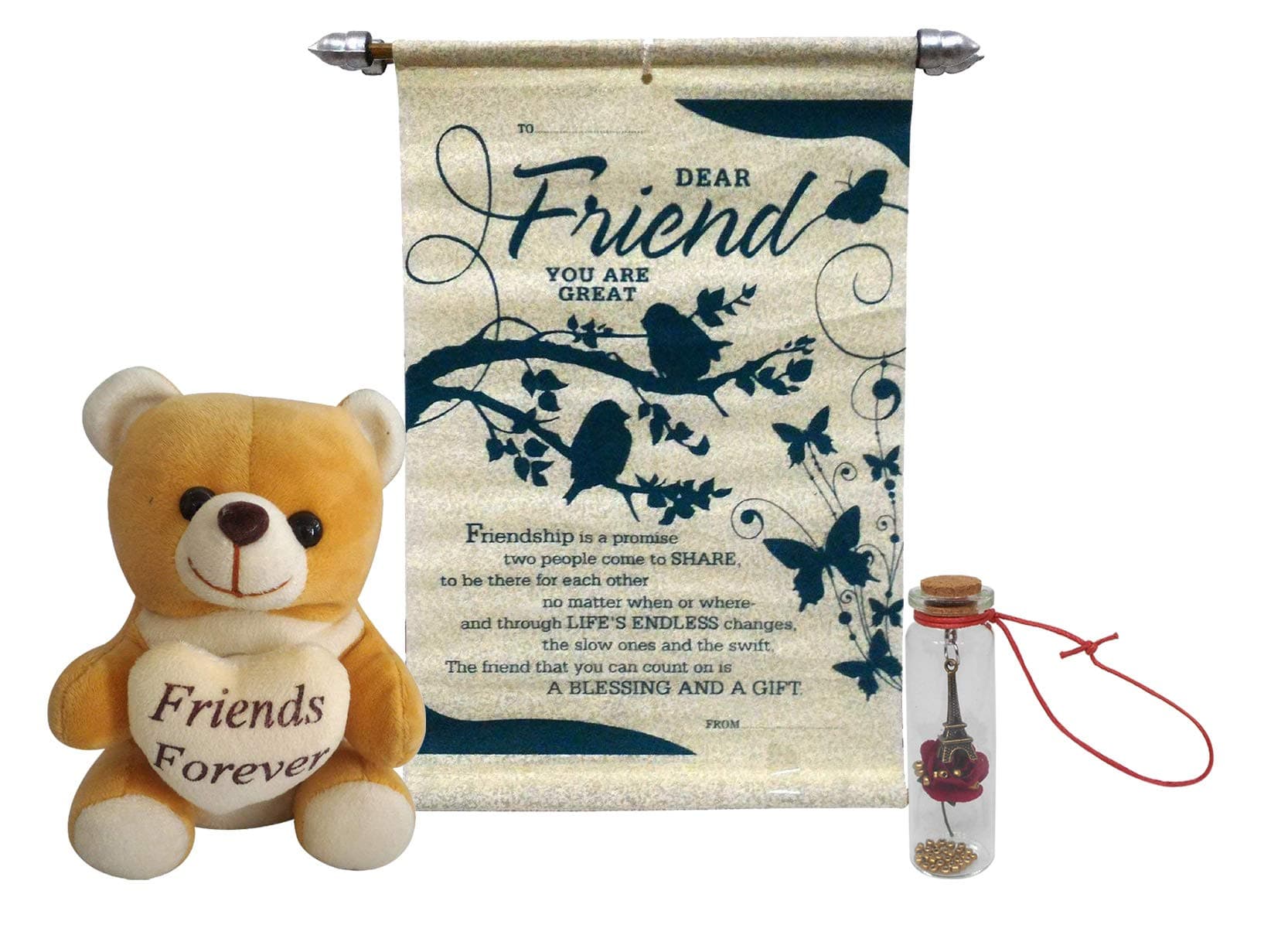 Saugat Traders Friendship Day Gifts for Best Friend - Scroll Card - Soft Teddy & Message Bottle/Jar - Best Gift for Your Best Friend Boy - Girl