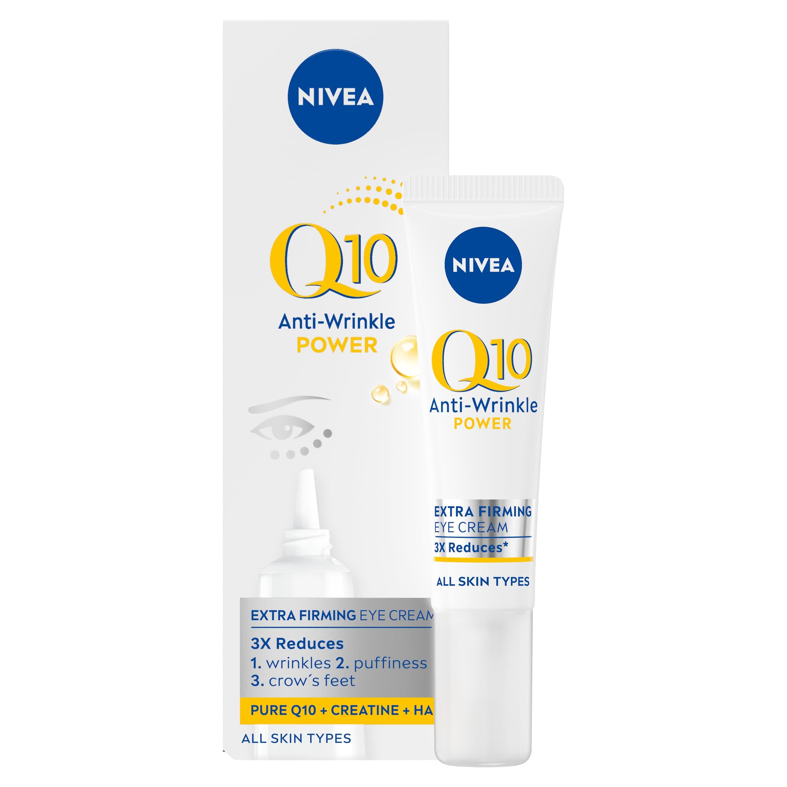 NIVEA Q10 Anti-Wrinkle Power Firming Eye Cream (15ml), Anti-Wrinkle Skincare for Eliminating Fine Lines and Dark Circles, Nourishing Eye Cream for Softer, Smoother Skin