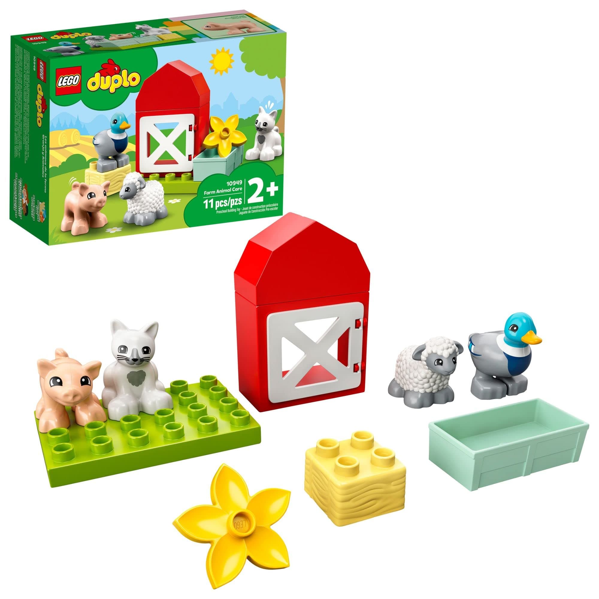 DUPLO Town Farm Animal Care 10949 Toy for Toddlers, Girls and Boys 2 Plus Years Old with Duck, Pig, Sheep & Cat Figures, Early Development Toys