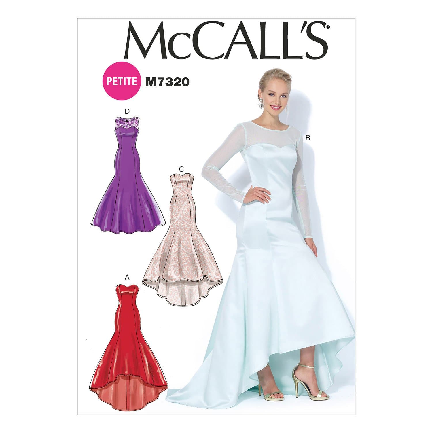 Patterns M7320 Misses'/Miss Petite Mermaid-Hem and High-Low Dresses, Size A5 (6-8-10-12-14)