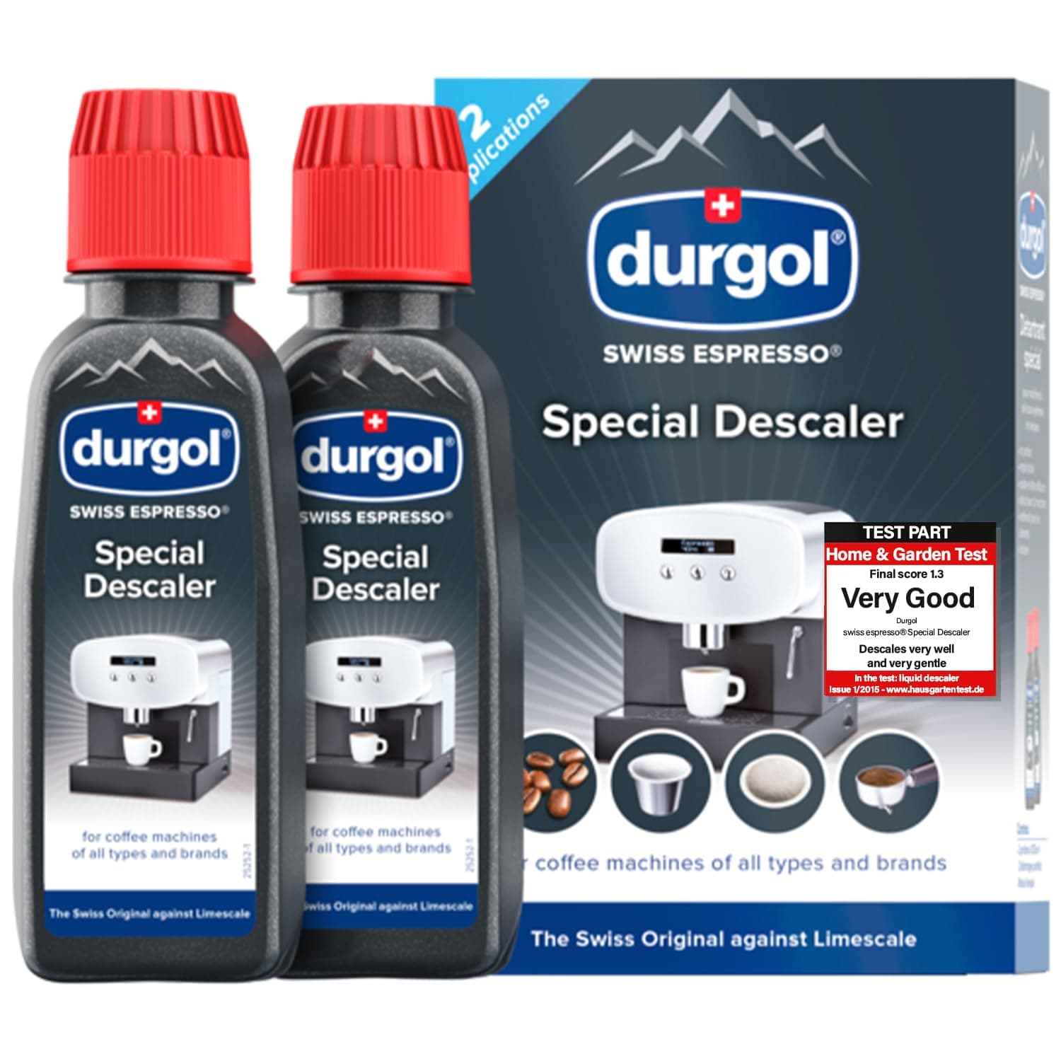 Durgol Swiss Espresso Special Decalcifier for all Coffee Machines, 2 x 125ml