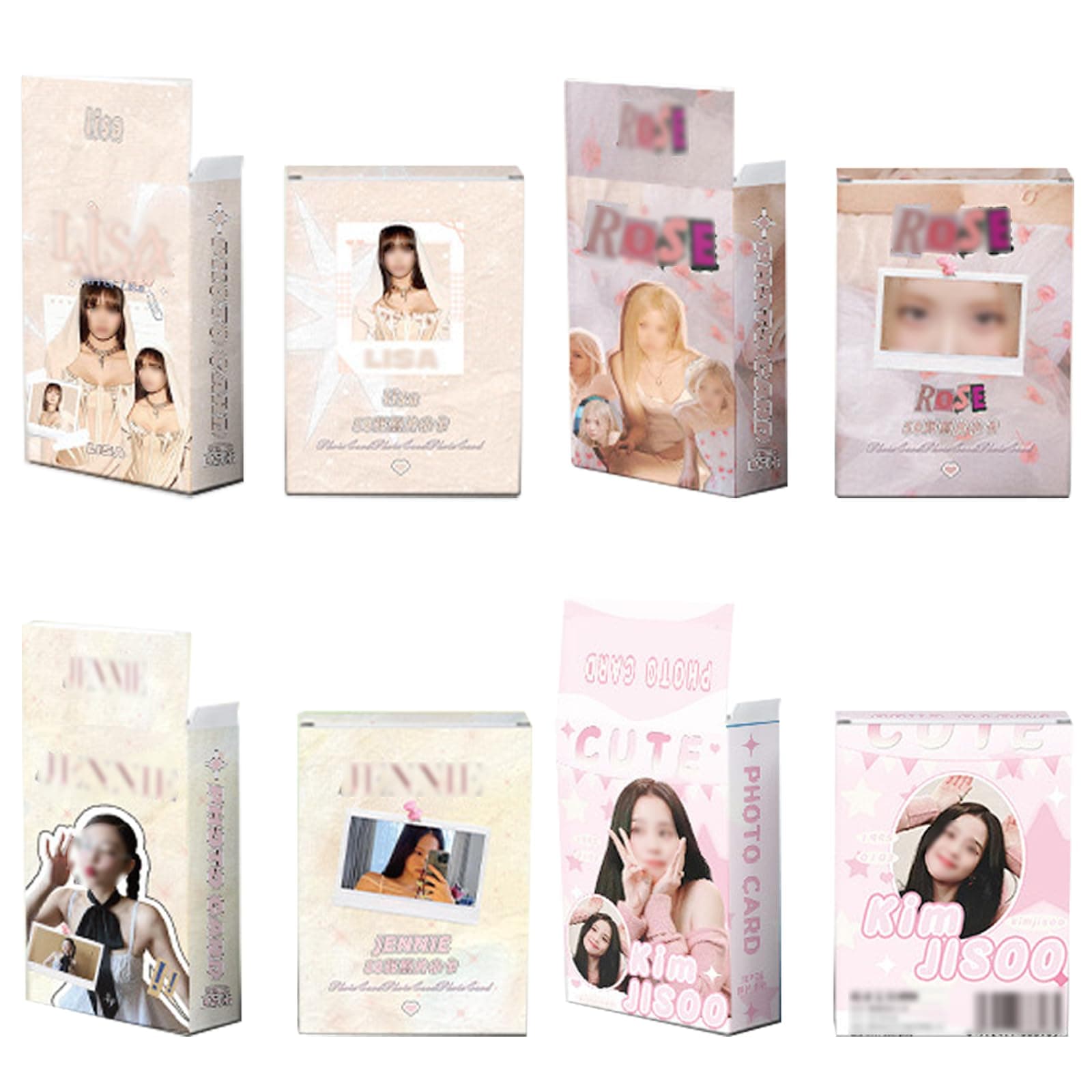 4 Pack/200 Pcs Black Pink Laser Photocards Kpop Lomo Card Merchandise Gift for Fans…