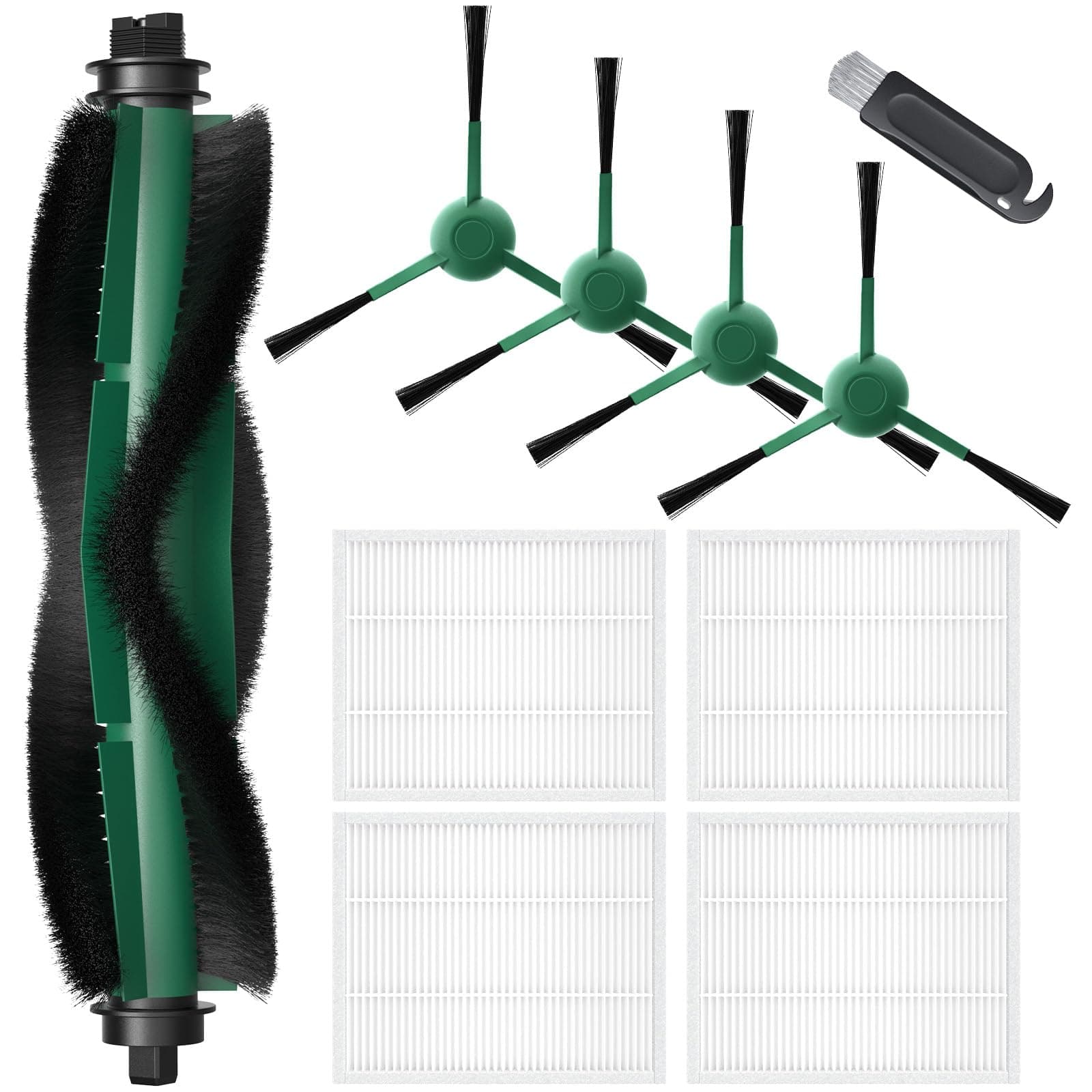 Y0140 Replacement Parts Accessories Compatible with iRobot Roomba 104/105 Vac & Combo, Y0140, Q0120, Y0110, Q011, Q0520 Robot Vacuum, 1 Roller Brush, 4 Hepa Filters, 4 Side Brush, 1 Cleaning Brushes