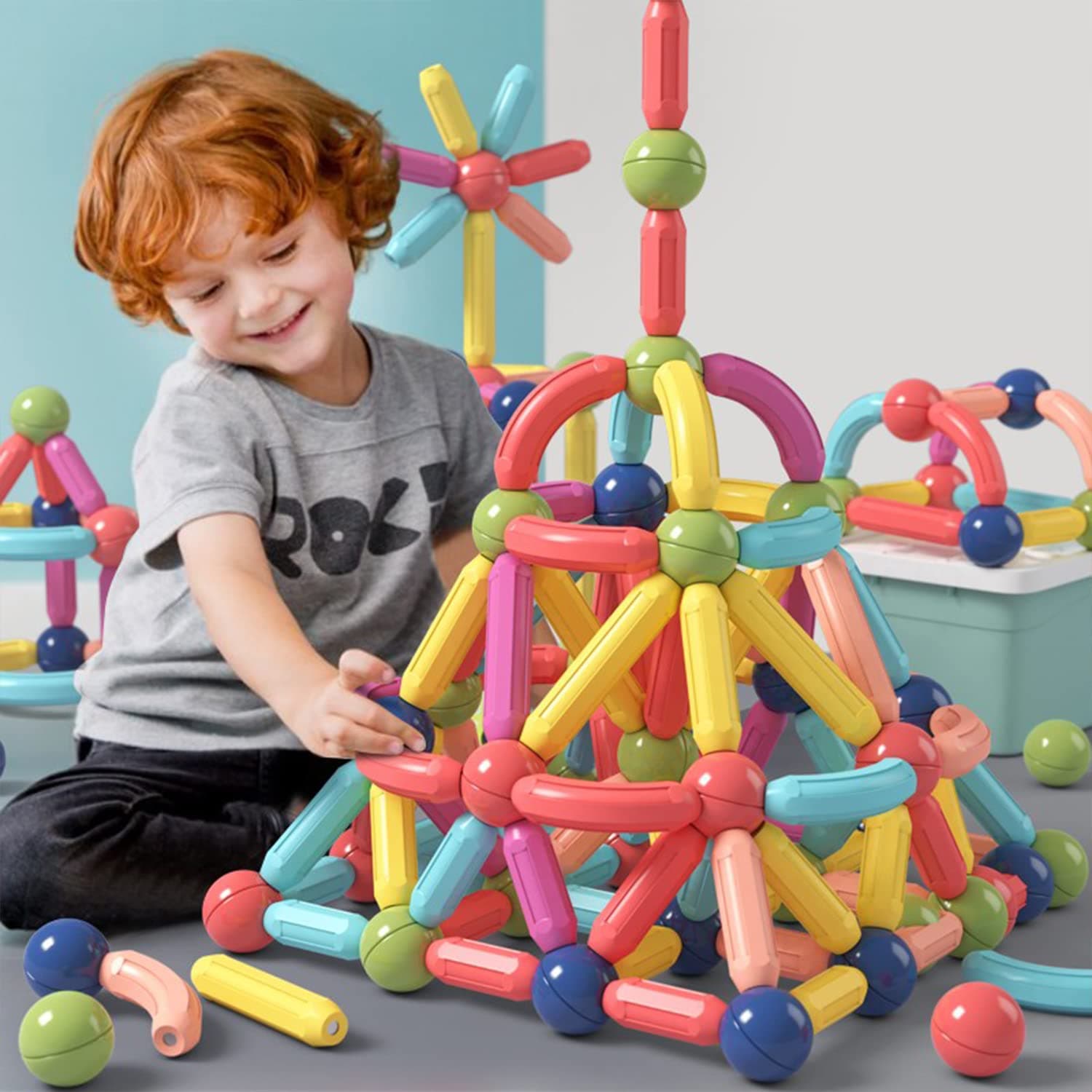 BAKAM Magnetic Building Blocks for Kids Ages 4-8, STEM Construction Toys for Boys and Girls, Large Size Magnetic Sticks and Balls Game Set for Kid’s Early Educational Learning (25PCS)