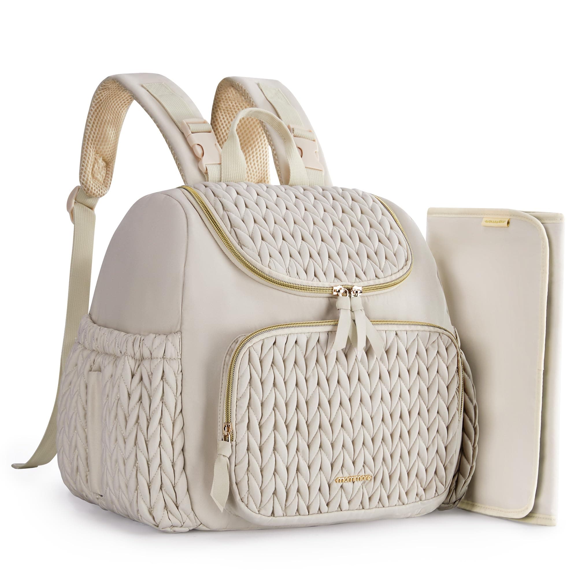 mommore Diaper Bag Small Diaper Backpack Stylish Toddler Baby Mini Maternity Bag Travel Backpack with Insulated Pocket Changing Pad Stroller Strap