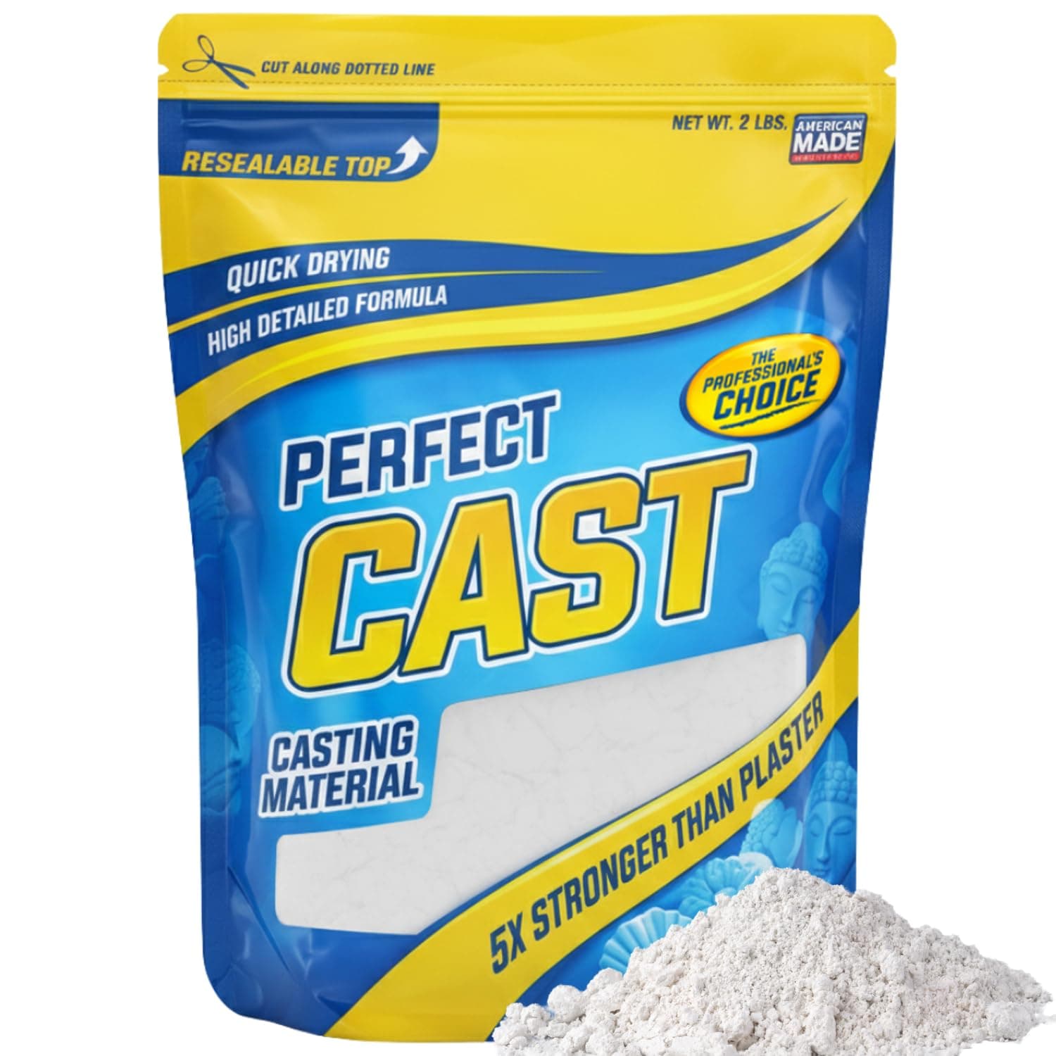Perfect Cast Mold Casting Powder, Fast-Curing, Non-Toxic, Water-Based Material for DIY Sculptures, Jewelry, Crafts & Models, USA Made, 2 lb Bag