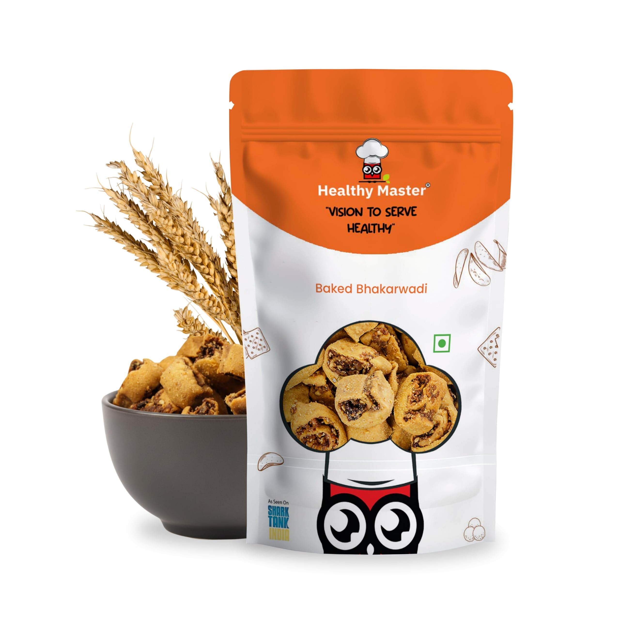 Healthy Master Baked Bhakarwadi, 250g | Healthy Gujarati Snacks | Crispy Bakarwadi | Morning and Evening Snacks | No Palm Oil, No MSG, No Preservatives | High-Fiber & Diet-Friendly