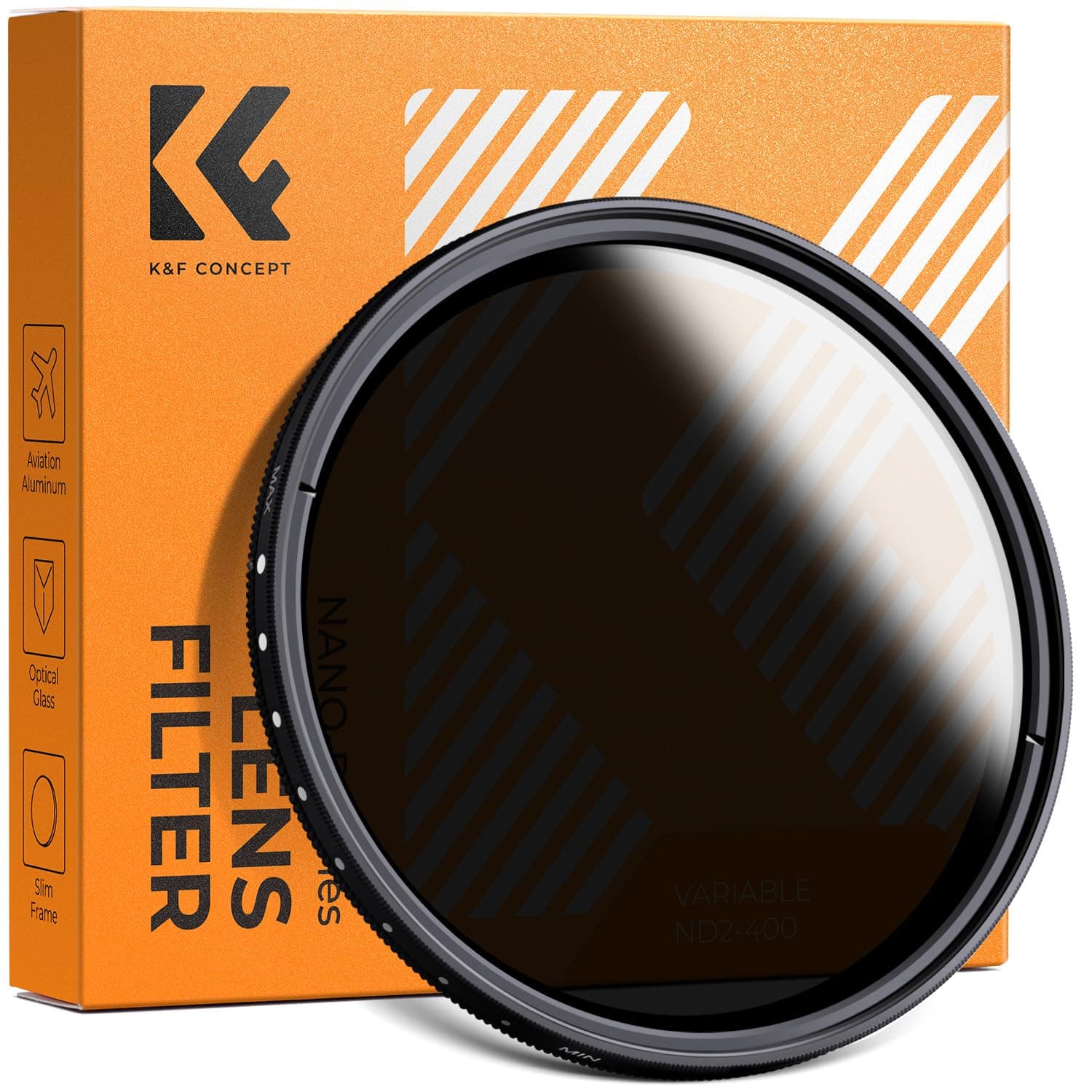 K&F Concept Slim Multi Coated 82mm Neutral Density Filter Slim Variable Fader ND2-ND400 Adjustable ND2 ND4 ND8 ND16 ND32 to ND400