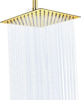 NearMoon HIGH PRESSURE Rain Shower head, High Flow Stainless Steel Square ShowerHead, Pressure Boosting Design, Awesome Shower Experience Even At Low Water Flow (8 Inch, Chrome Gold)