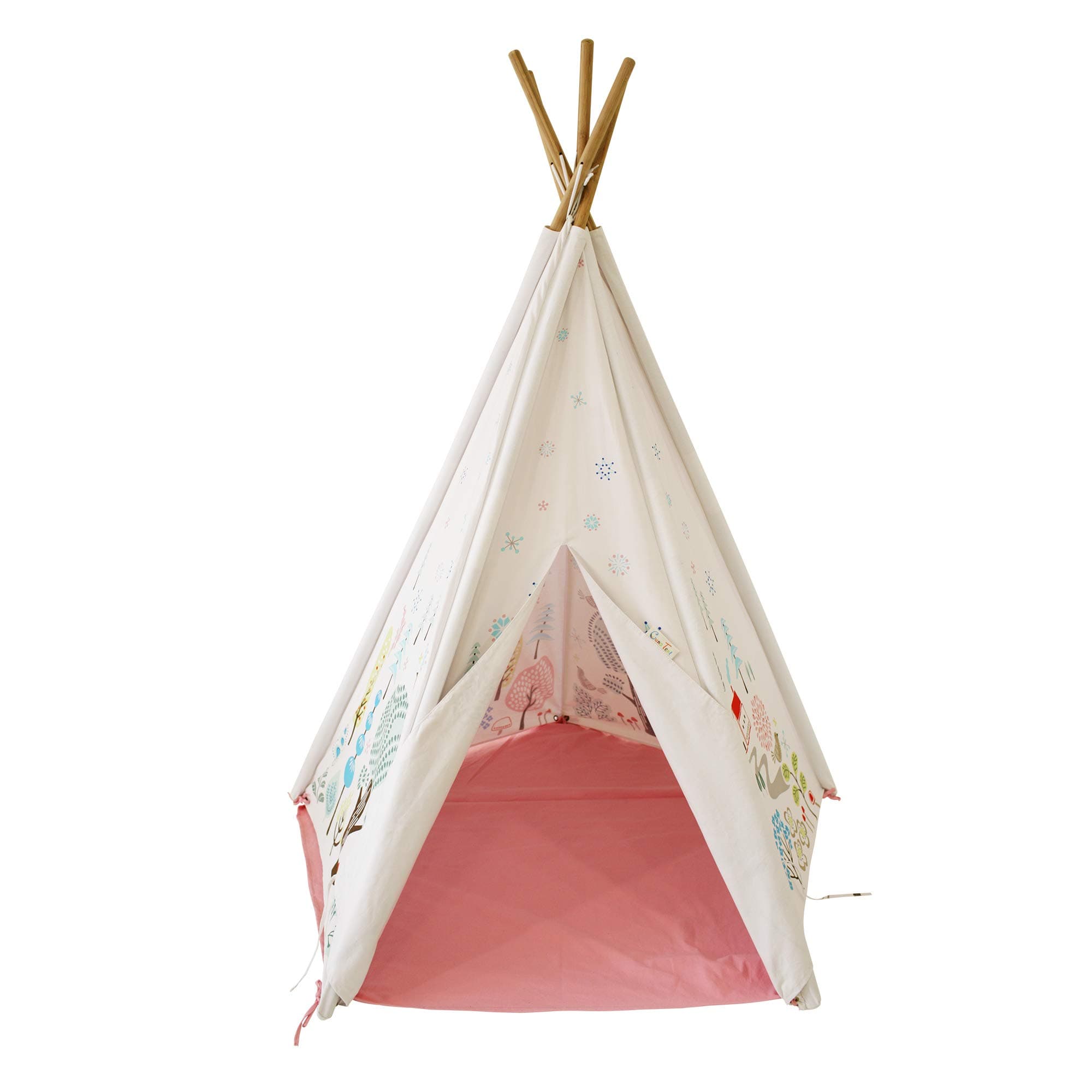 SagePole Kids Teepee Play Tent, Norwegian Wood/Pink, 59" x 51"