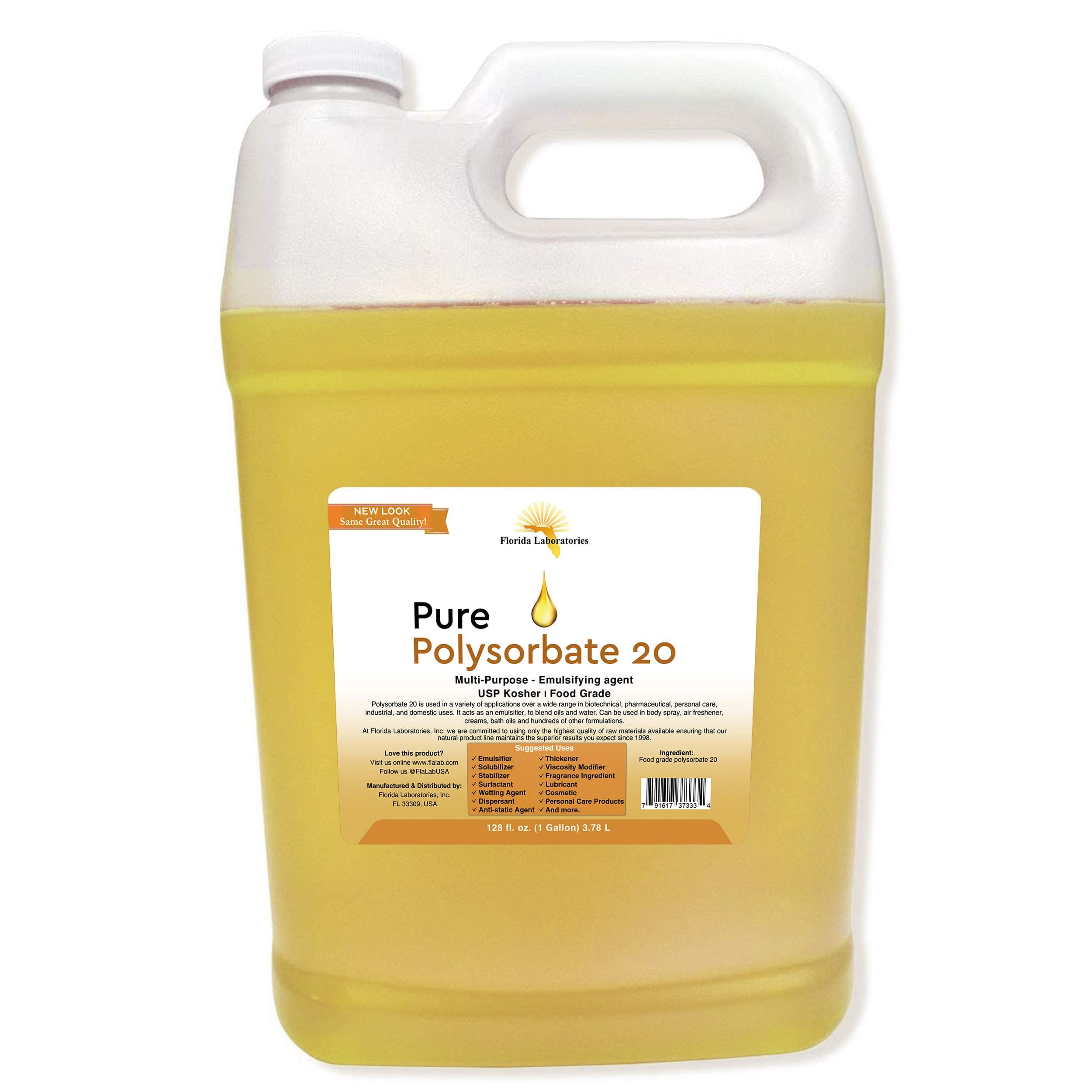 Florida Laboratories, Inc 1 Gallon Polysorbate 20 FOOD GRADE KOSHER