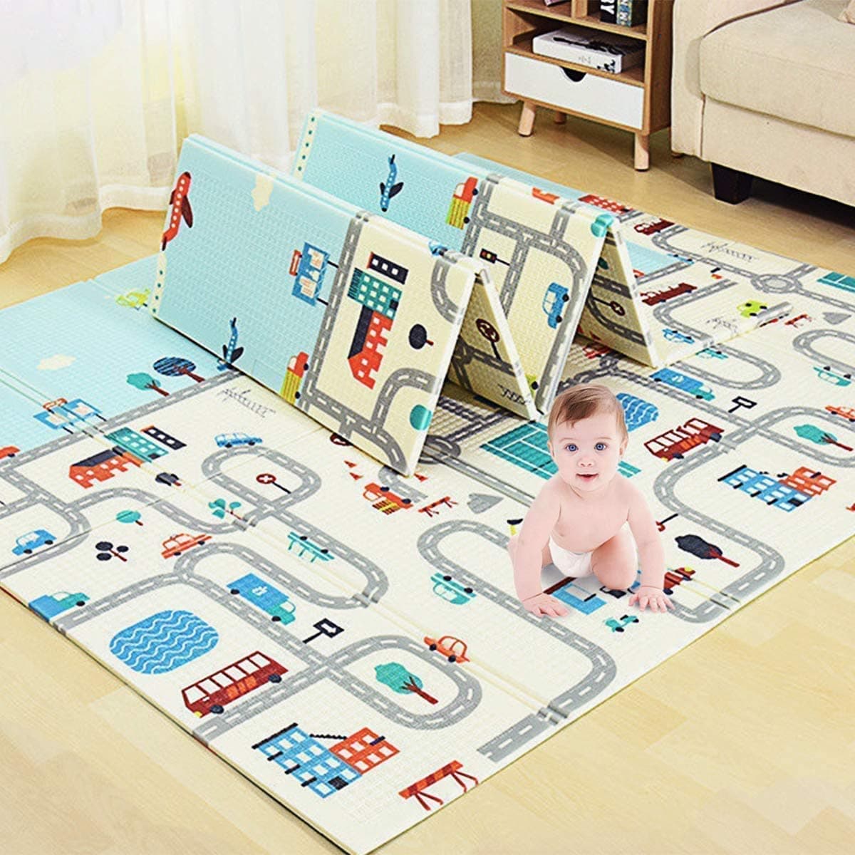 Graco-Foldable-Foam-Baby-Play-Mat-Early-Learning-Cognitive-Playmat-for-Large-Mats-Double-Side-Soft-Baby-Play-Crawl-Floor-Mat-Waterproof-Portable-Outdoor-Indoor-Use-Convertible (Multicolour)