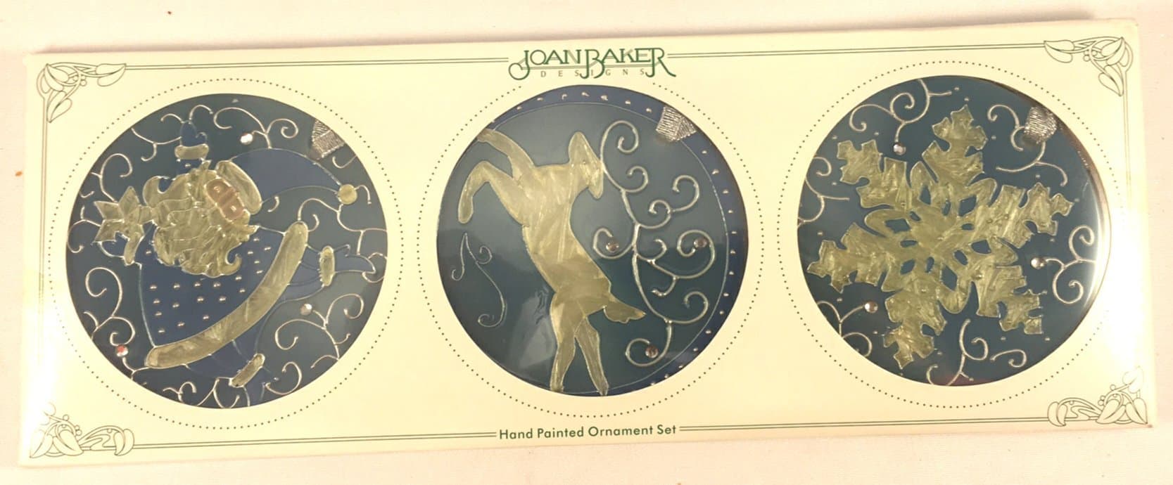 Set of 3 Hand Painted Christmas Swirl Ornament