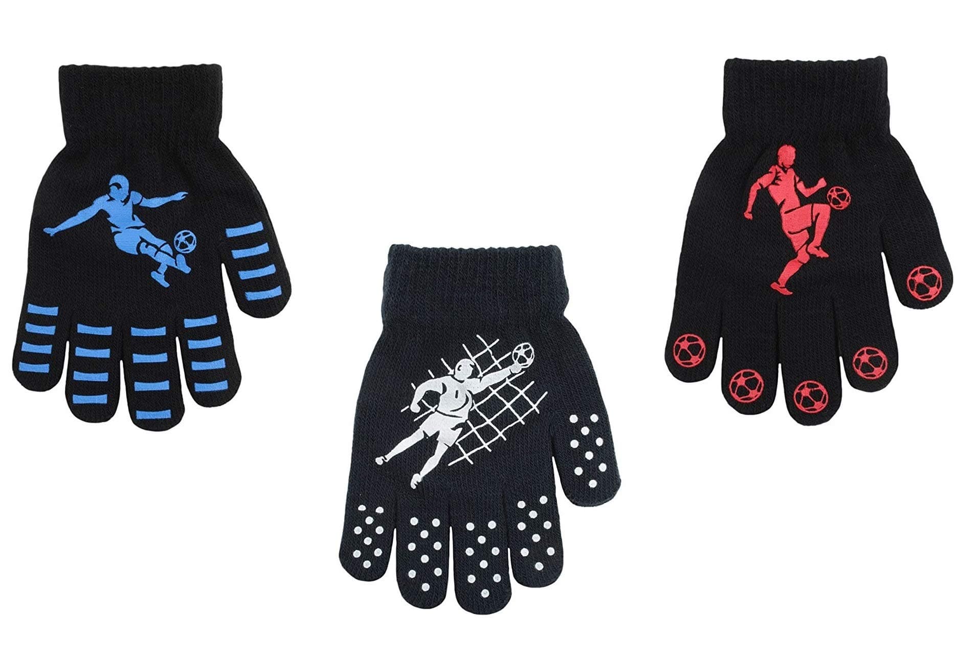 MAGIC GLOVESBoys Pattern Winter Gripper Gloves - Kids 3 Pairs (One size)