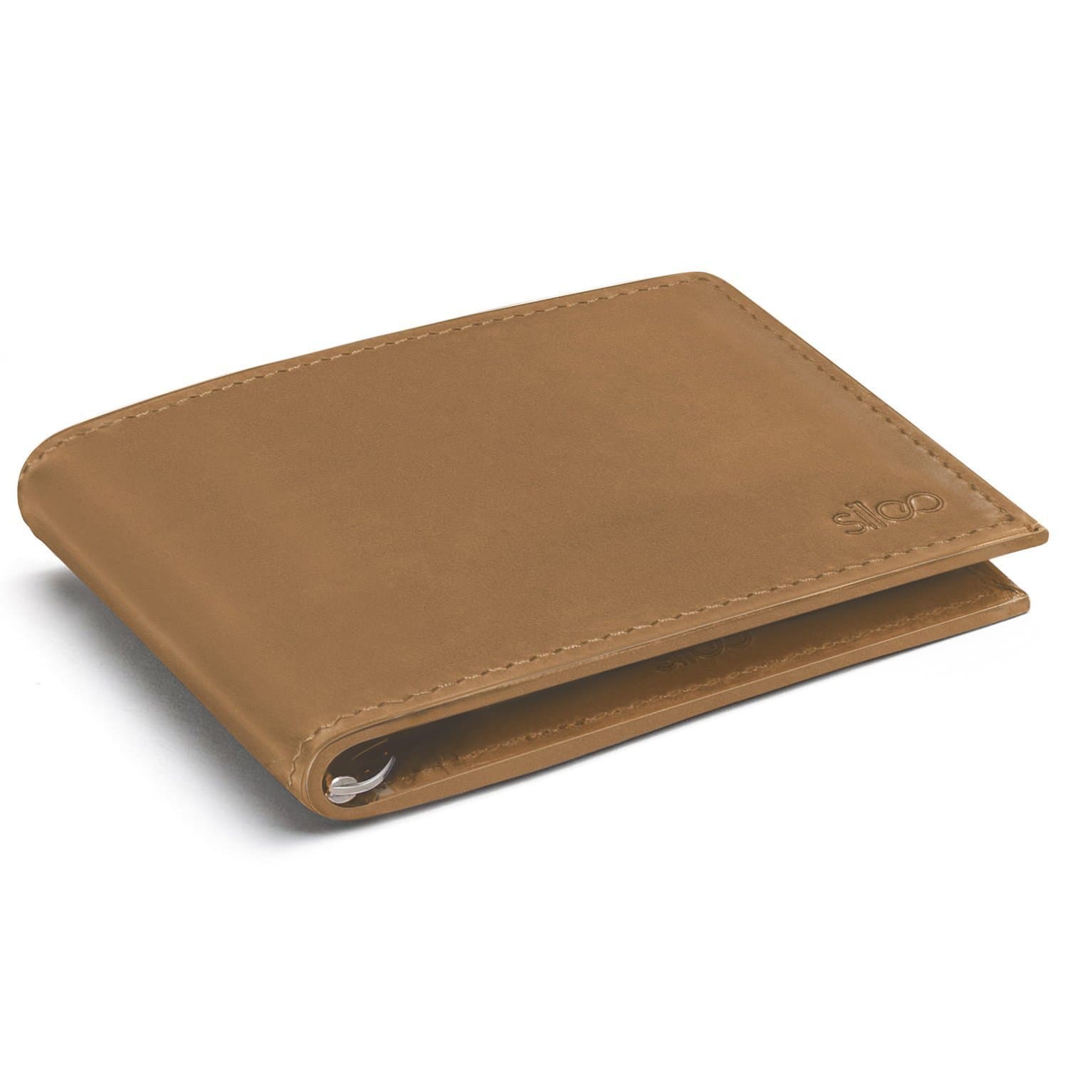 Tan Genuine Leather Wallet BILL with RFID Protection and Vintage Look. Extra Slim without Coin Pocket by SILEO®