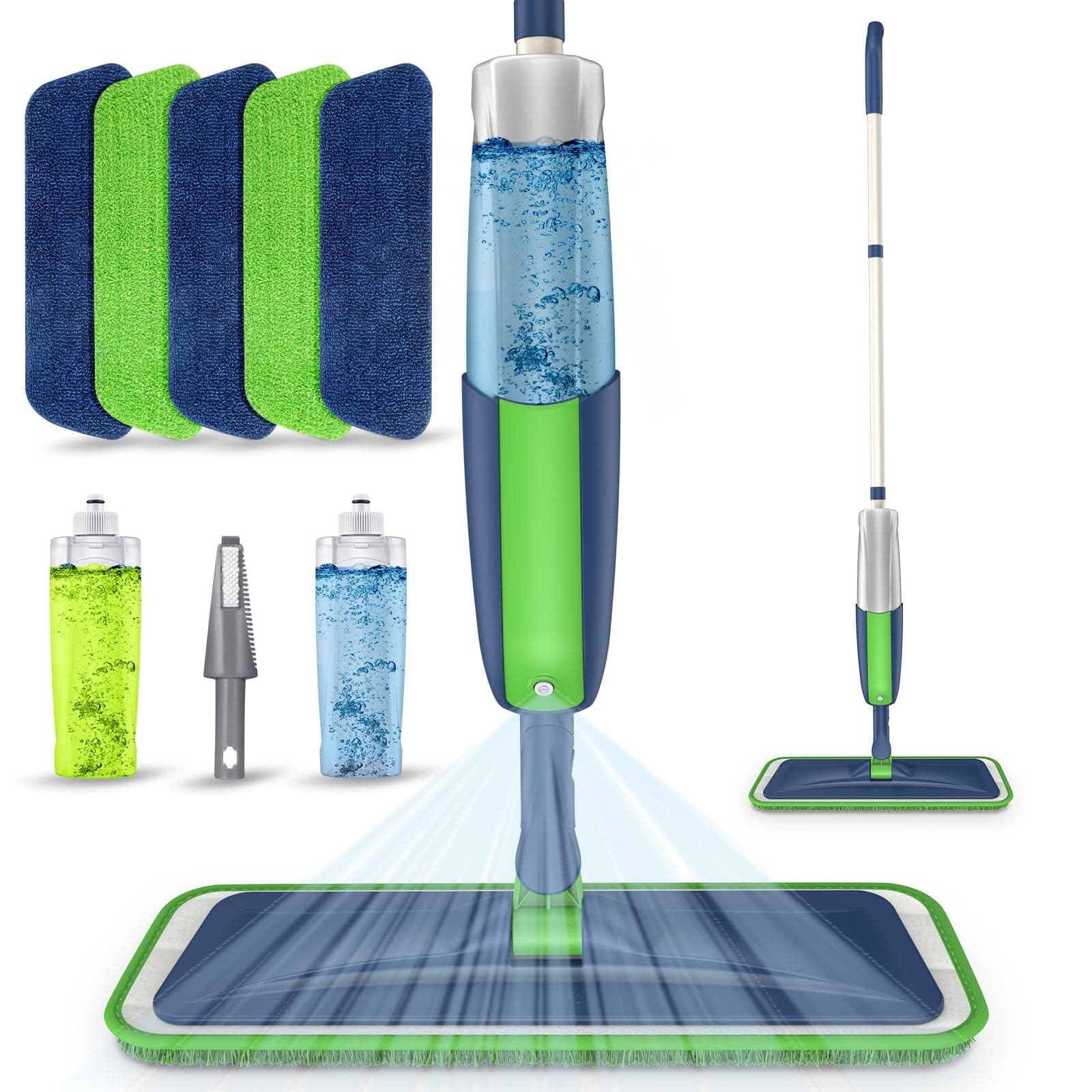 Spray Mops Microfiber Floor Mops for Floor Cleaning - MEXERRIS Wet Mops Dust Mop with 2 Refillable Bottles and 5 Mop Pads Wood Floor Cleaning Mop for Hardwood Laminate Vinyl Tiles Floors Cleaning