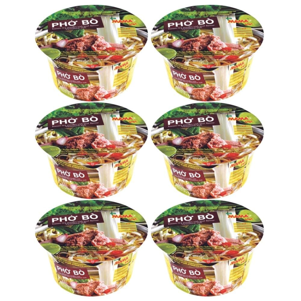 MAMA Instant Rice Noodle Vietnamese Style Pho Ga Vermicelli Bowl Beef Flavours 65g (Pack of 6) by CNMART