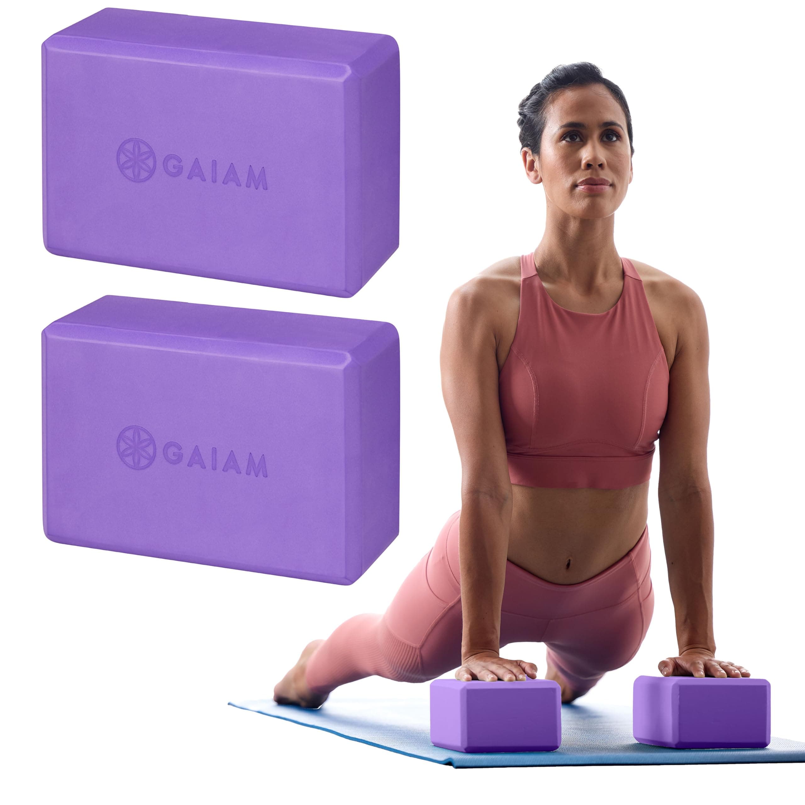 Gaiam Essentials Yoga Blocks (Set of 2) - Supportive Latex-Free EVA Foam with Non-Slip Surface for Yoga, Pilates and Meditation