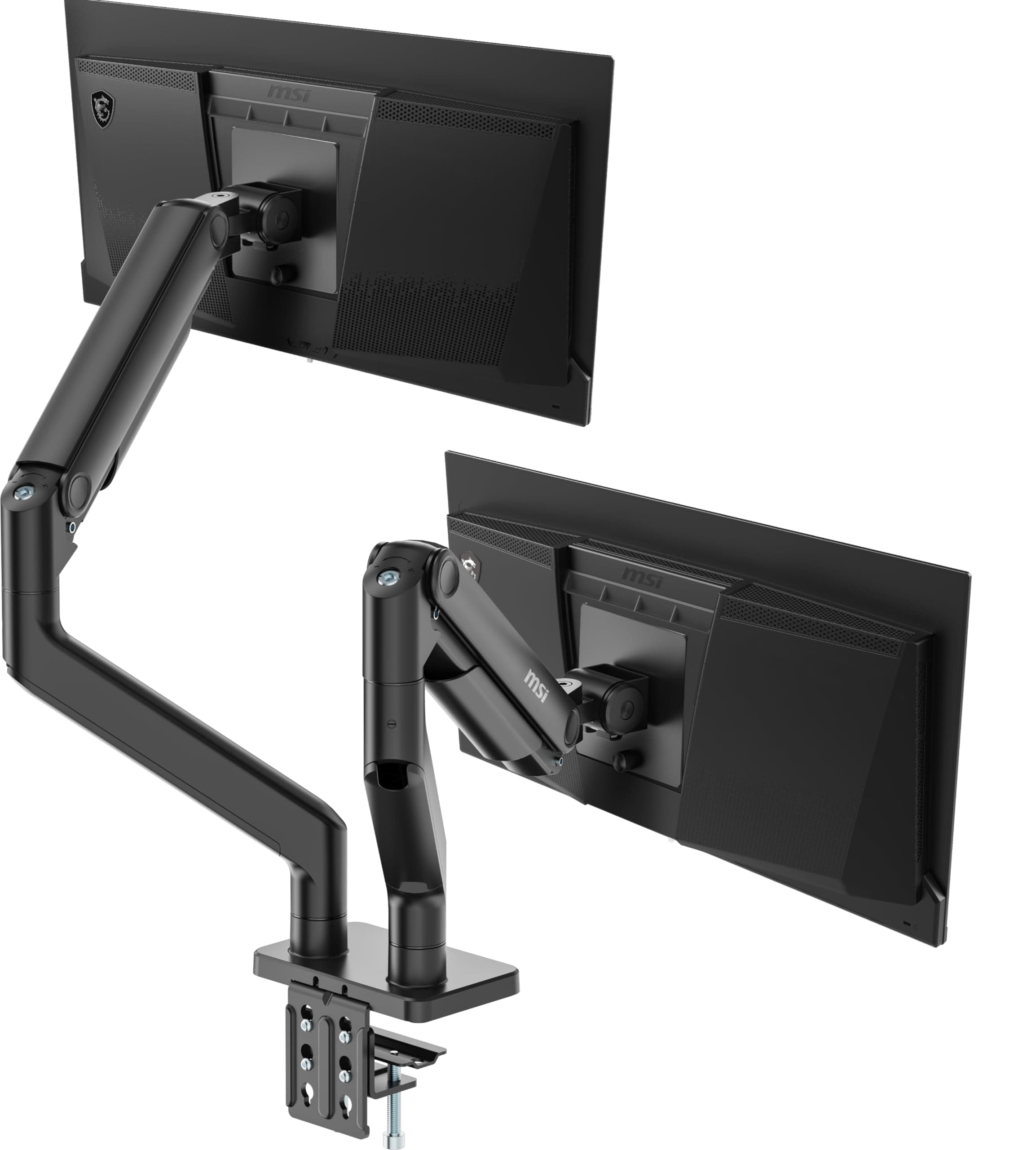 MAG MT201D - Premium Heavy Duty Dual Monitor Stand Arms, 17-45" Support, VESA Compatible, Adjustable Spring Mount, 44 lbs per Screen, Clamp & Grommet, Quick Release Plate - Black