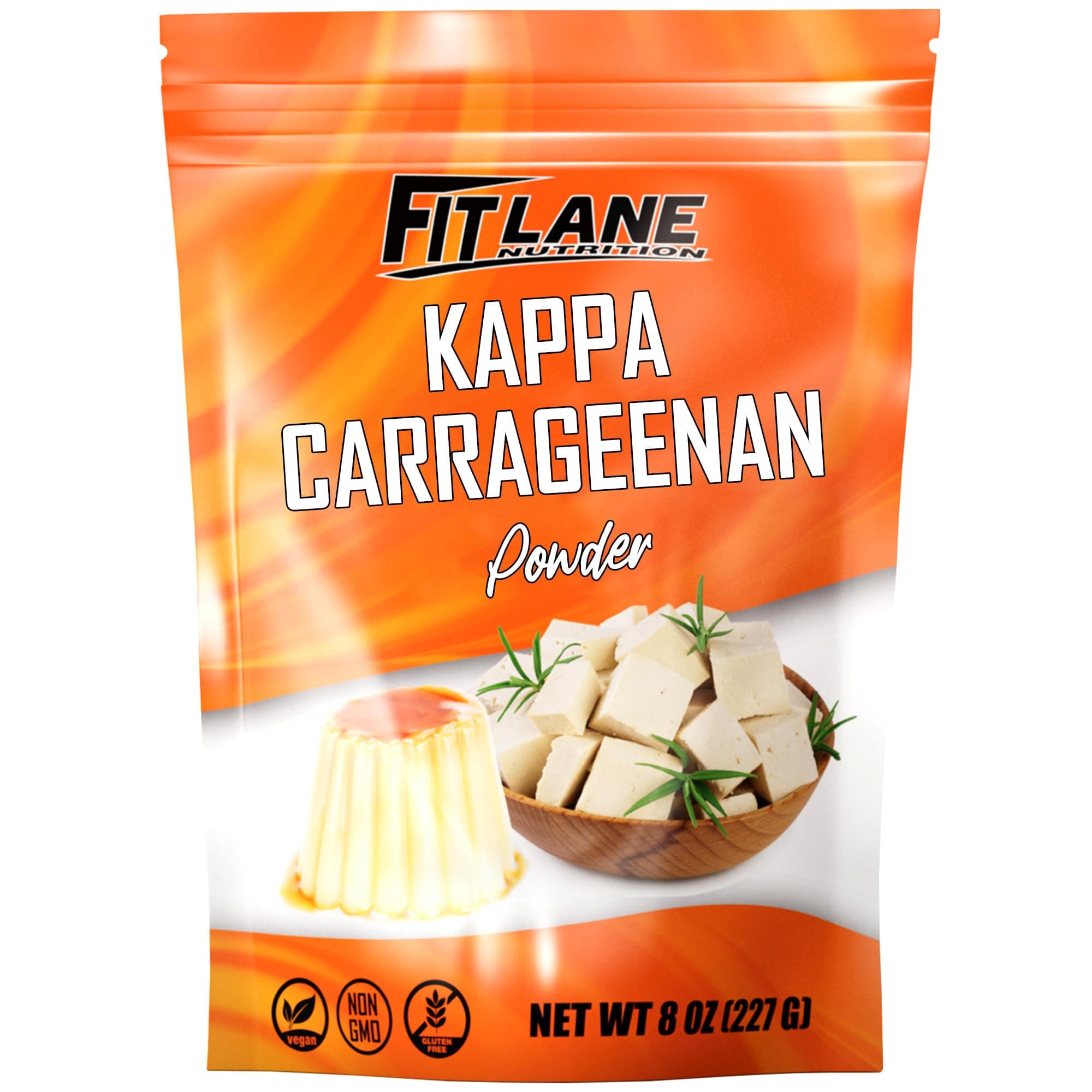 Kappa Carrageenan Powder 8 oz - For Vegan Mozzarella Cheese - Non-GMO - Refined Food Grade - For Marbling - Natural Vegetarian Thickener for Cooking and Desserts - By Fit Lane Nutrition