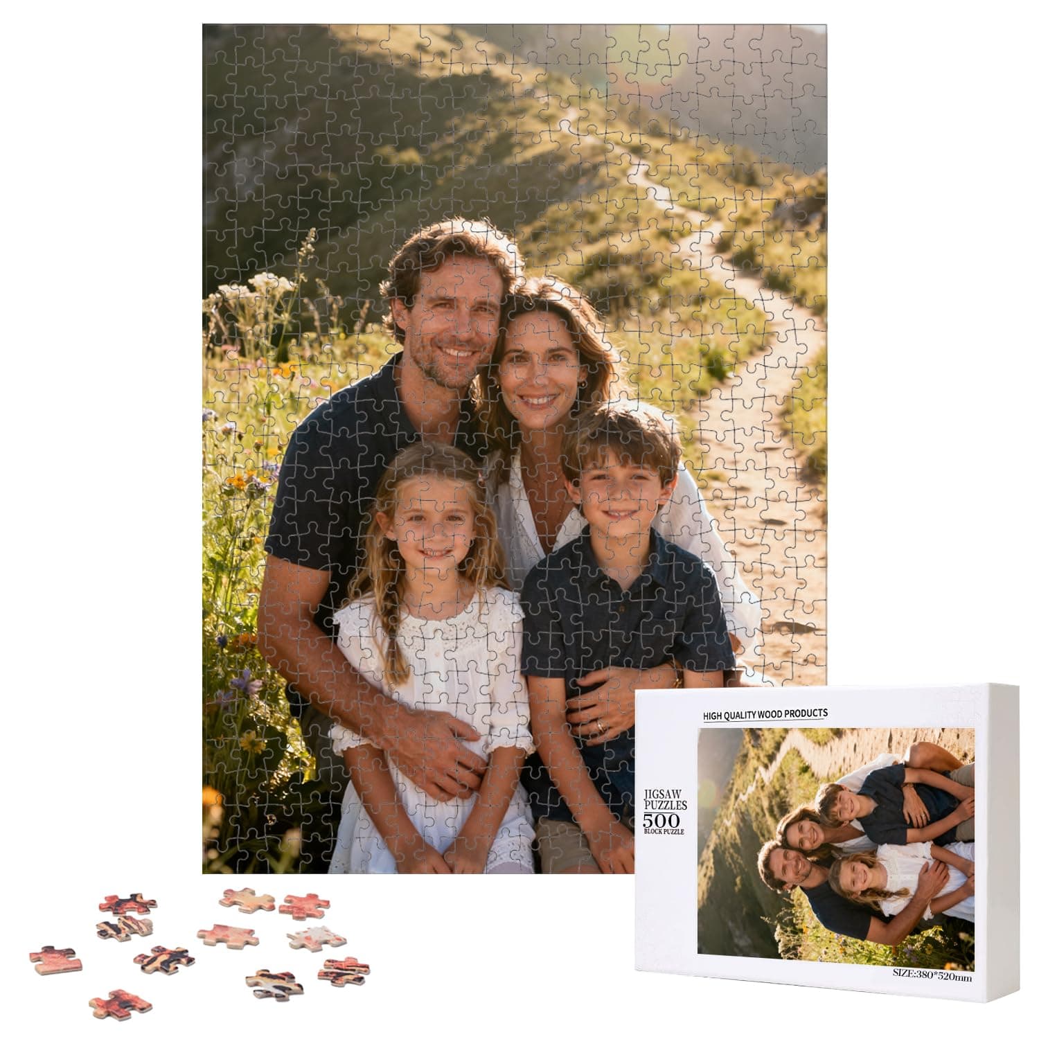 Custom Puzzle 500 Pieces,Personalized Puzzle from Photos, Customized Puzzle for Family, Christmas, Pet, Birthday, Wedding Gift(500-vertica)