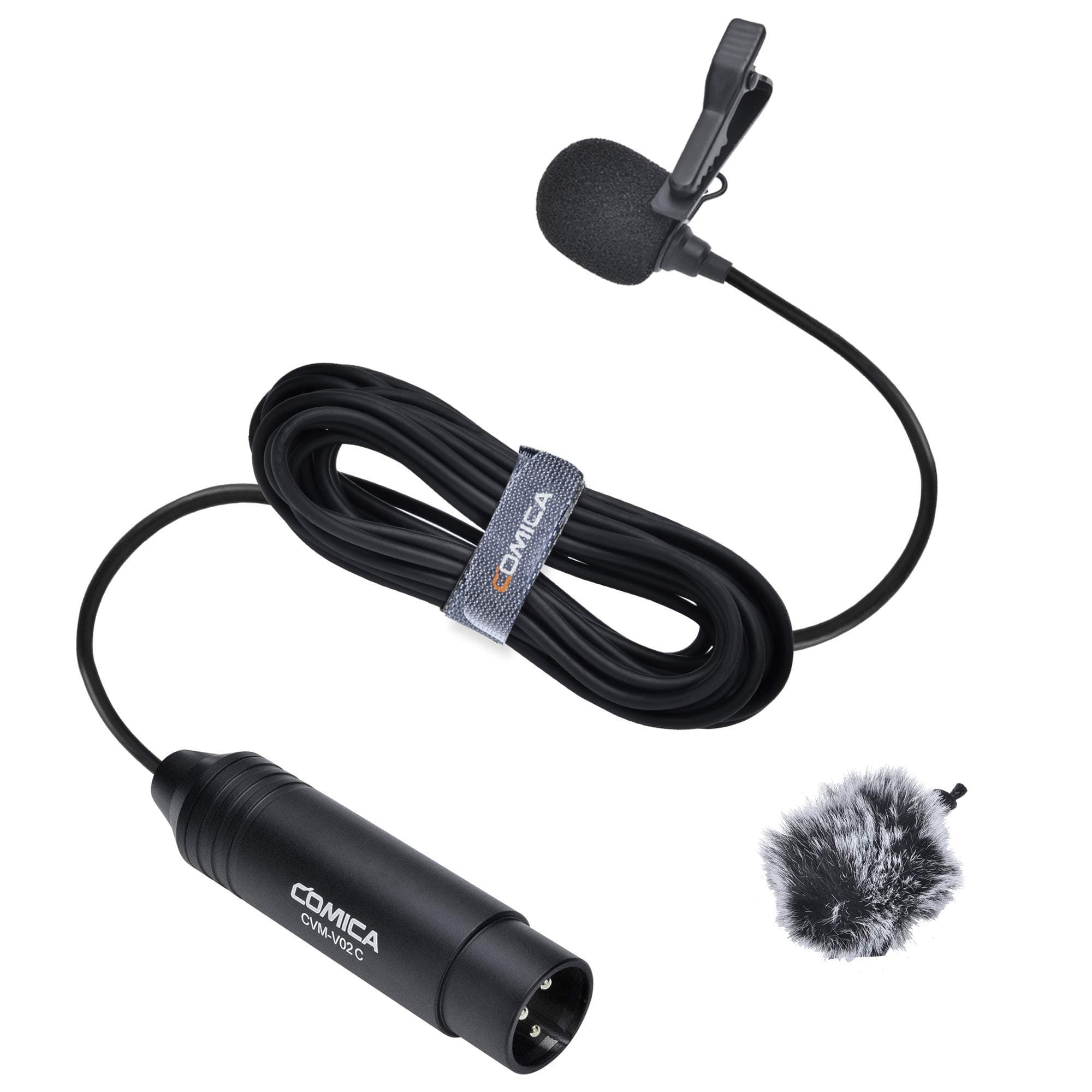 XLR Lavalier Microphone, CVM-V02C Cardioid Directional Condenser Metal Lapel Microphone with 3-Pin, Lav Mic for Recorder Mixer camcorders Zoom H4n H5 H6 Tascam DR40 DR100 (5.9ft)(1Pack)