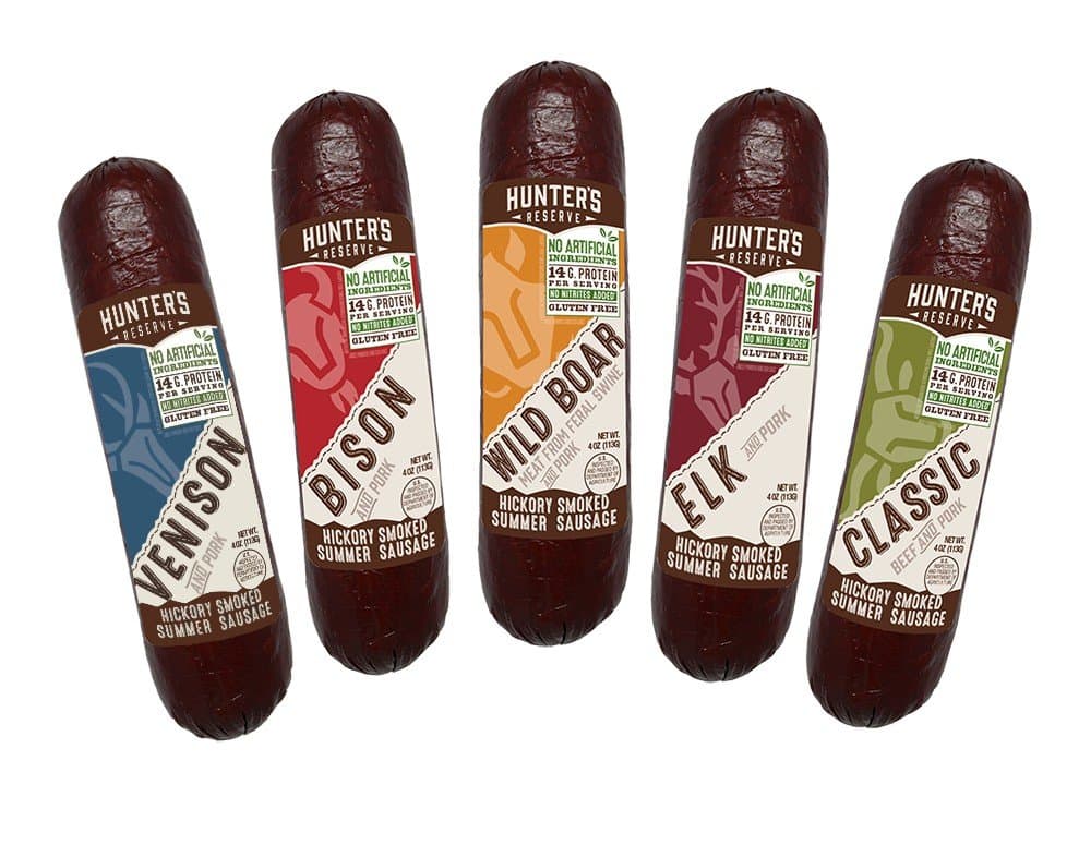 Hunters Reserve, Taste of The Wild Summer Sausages, Hickory Smoked, 5 Wild Game Flavors - Variety Gift Pack