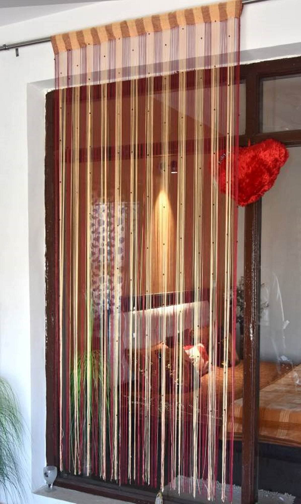Homesazz Multicolour Thread Design Beaded Single String Door Curtain