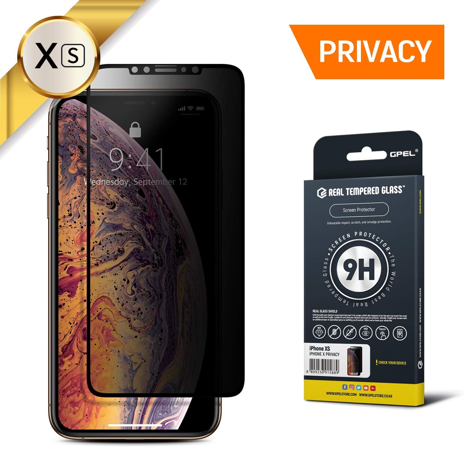 GpelPrivacy Screen Protector for iPhone Xs/iPhone 11 Pro Compatible Real Tempered Glass Privacy Anti Spy Case-Friendly Work with Most Case HD Clarity 9H Hardness 99% Touch Accurate