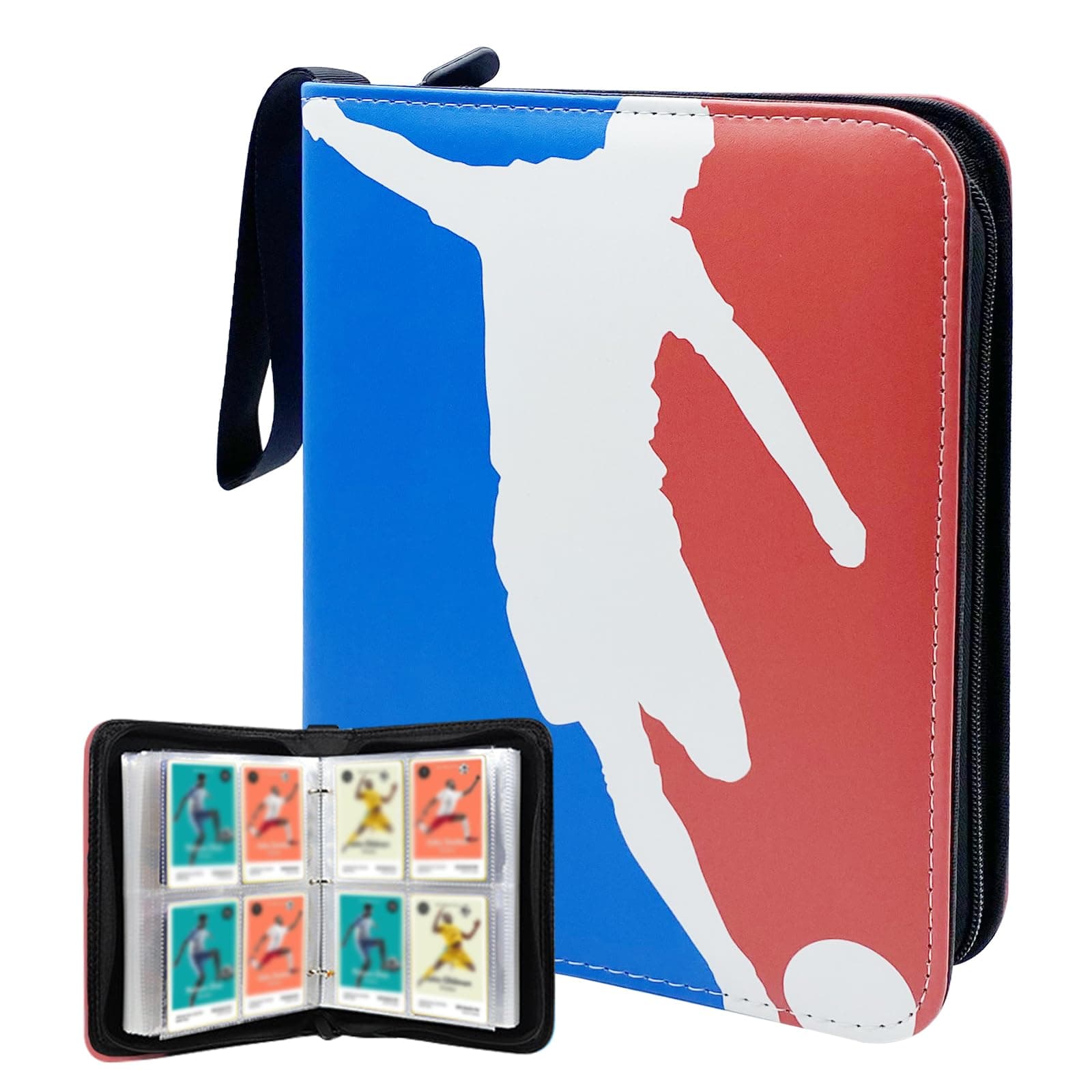 JNBGTU480 Pockets Trading Card Binder, 60 Pages Removable Vertical Loading 8 Pockets Each Page, PU Zipper Card Binder Album Folder Card Collection Binder for Boys Girls Collectors Gifts