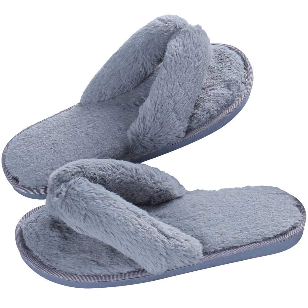 Women's Soft Spa Thong Slippers Plush Indoor Clog Flip Flops House Slipper