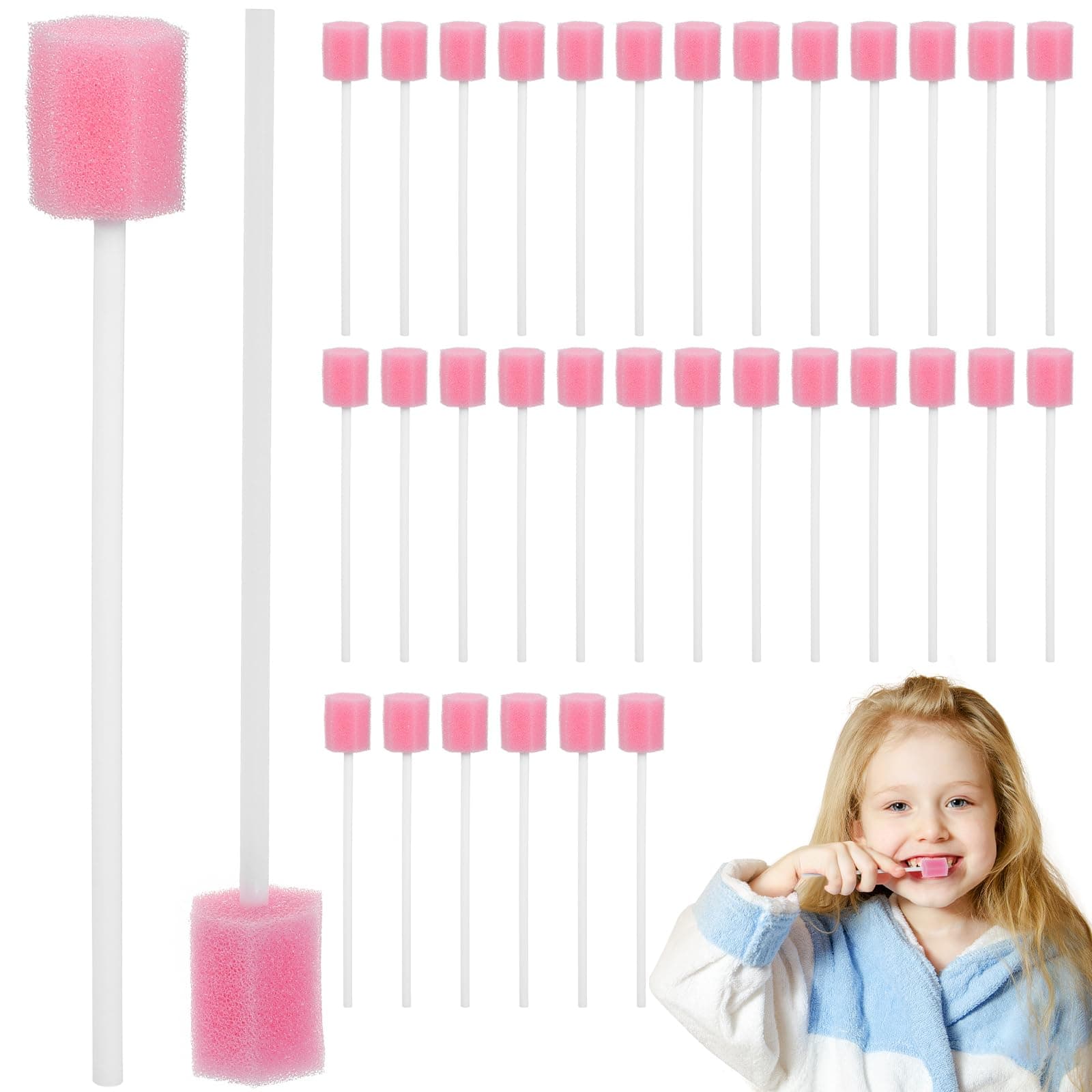 – Rosenice 100Pcs Disposable Mouth Swabs for Oral Care, Dental Mouth Swabs Sponge on a Stick, Swab for End of Life Care, Teeth Cleaning Tools for Oral Care and Sensitive Gums (Pink)