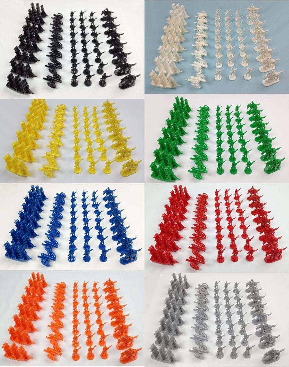 Napoleonic & Civil War Military Miniatures (Set of Eight Colors): Plastic Toy Soldiers Set: Infantry, Cavalry, Artillery, Ships