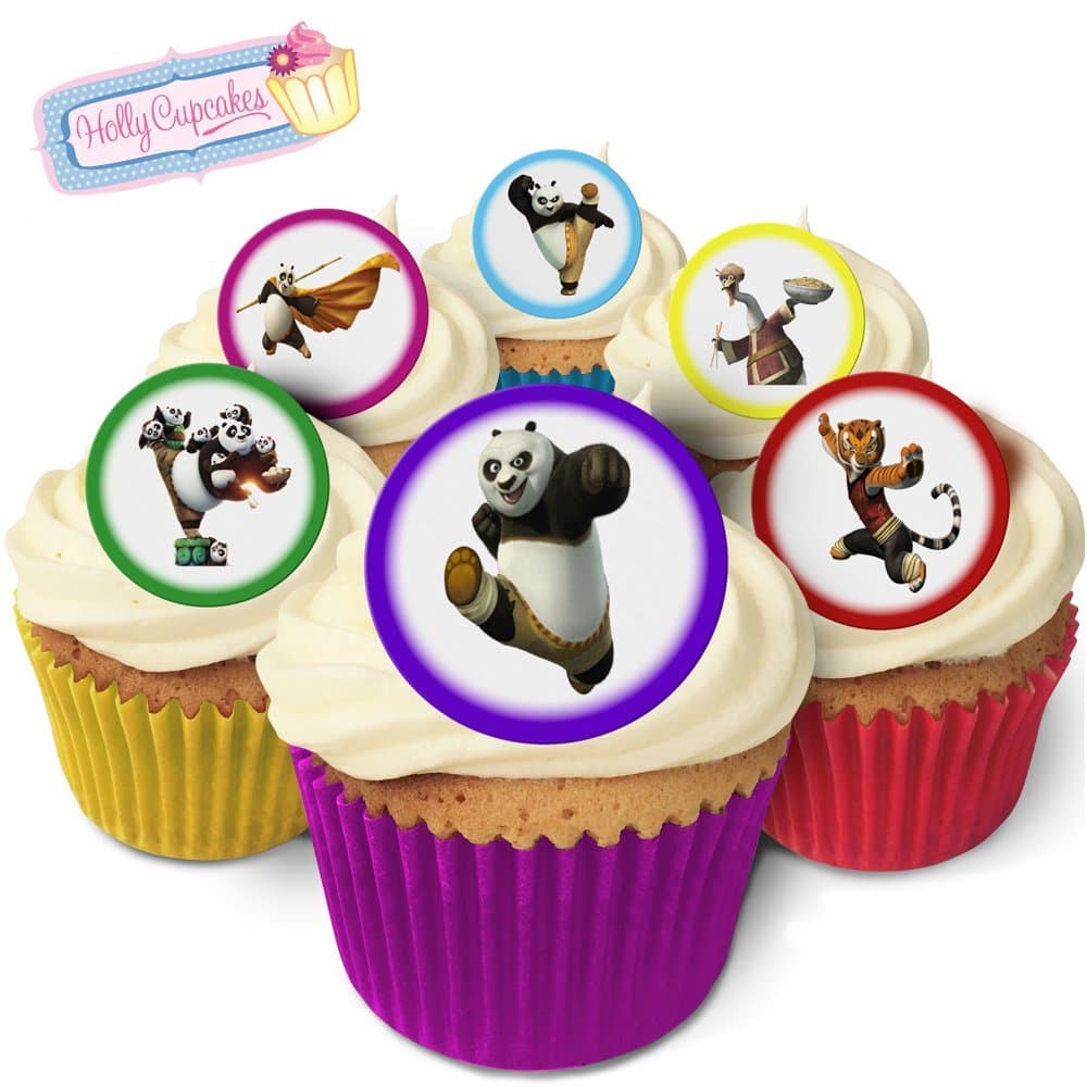 Holly Cupcakes 24 Fabulous Pre-Cut Edible Wafer Cake Toppers: Kung Fu Panda