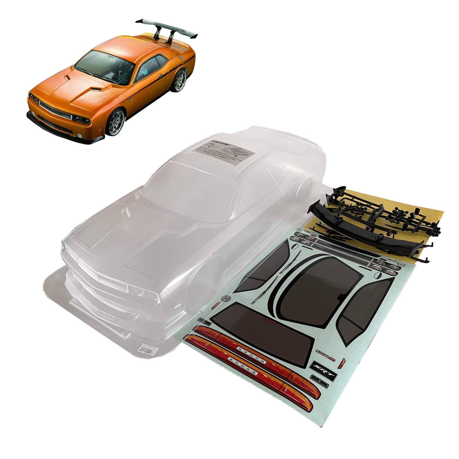 1/10 Scale RC Onroad Racing Drift Touring Car Transparent Clear Lexan Body Shell (Challenger SRT8)