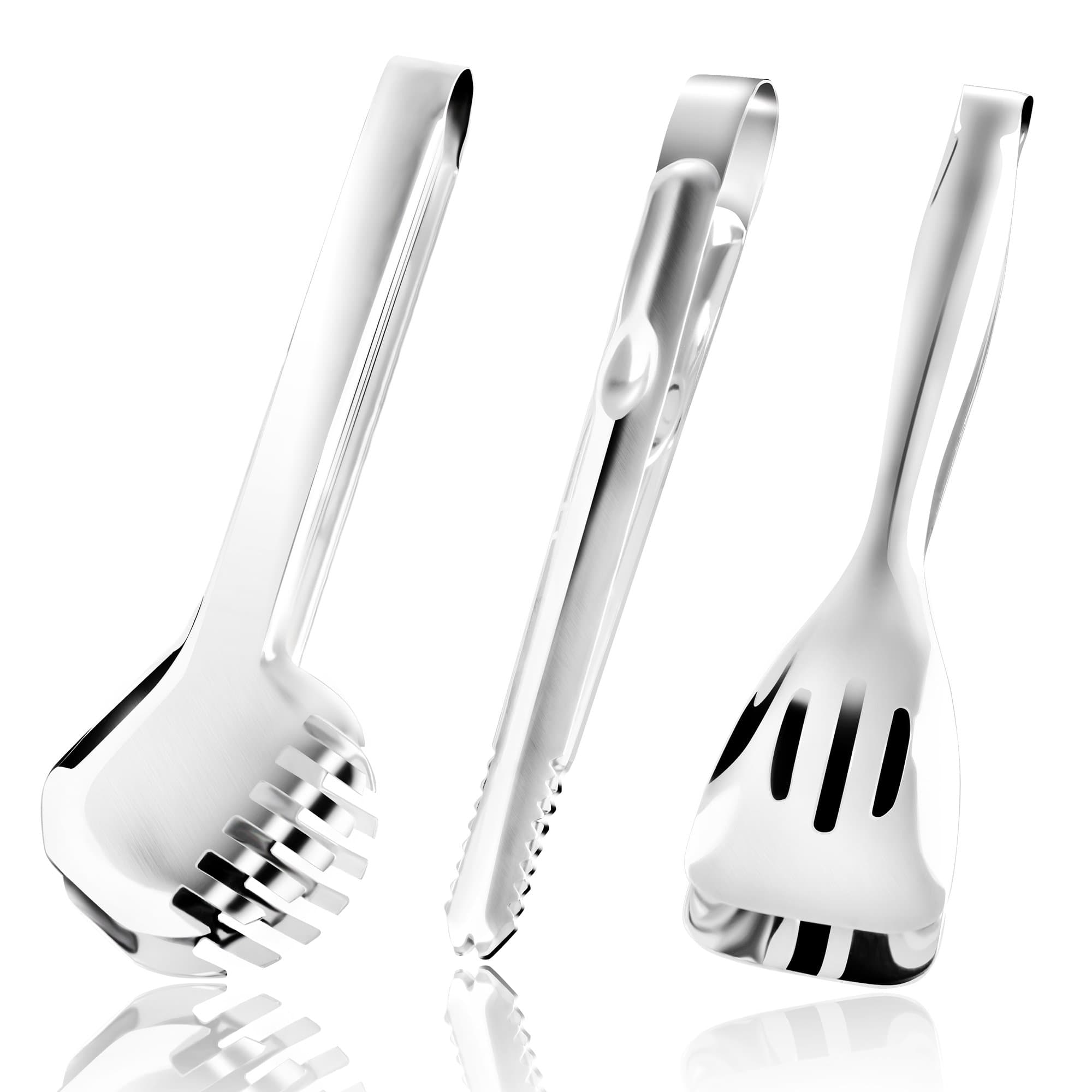 Joy Looker JT01 Premium 100% Stainless Steel Food Tongs Set of 3 Flatware Buffet Tongs 10 Inch Meat Tongs 9.5 Inch Salad Tongs 9.5 Inch Ice Tongs