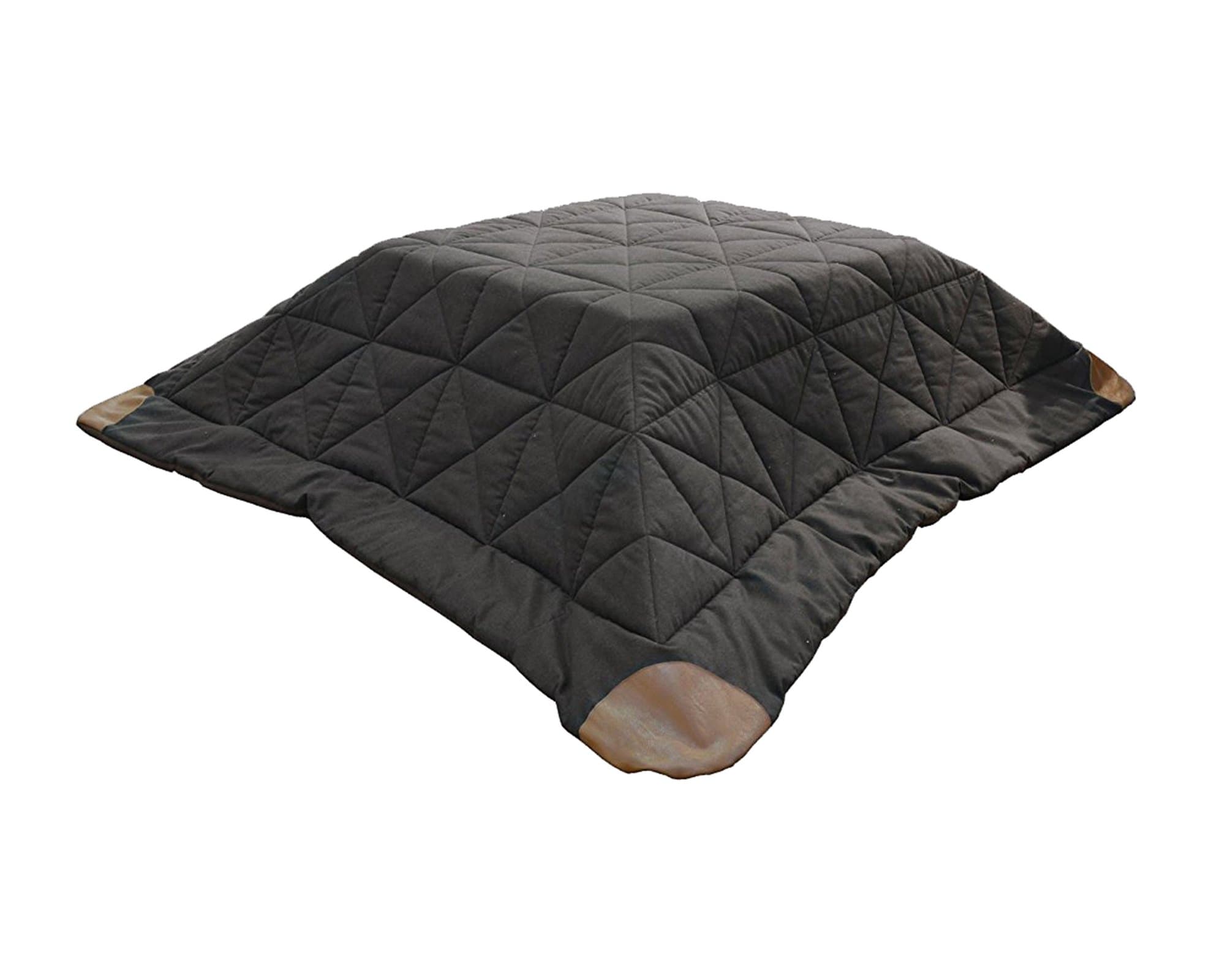 AZUMAYA KK-109 Kotatsu Futon Square Shape, Dark Brown Polyester Fabric Material and Synthetic Leather Corner Finish, W75.0 x D75.0 Inches, Home and Living