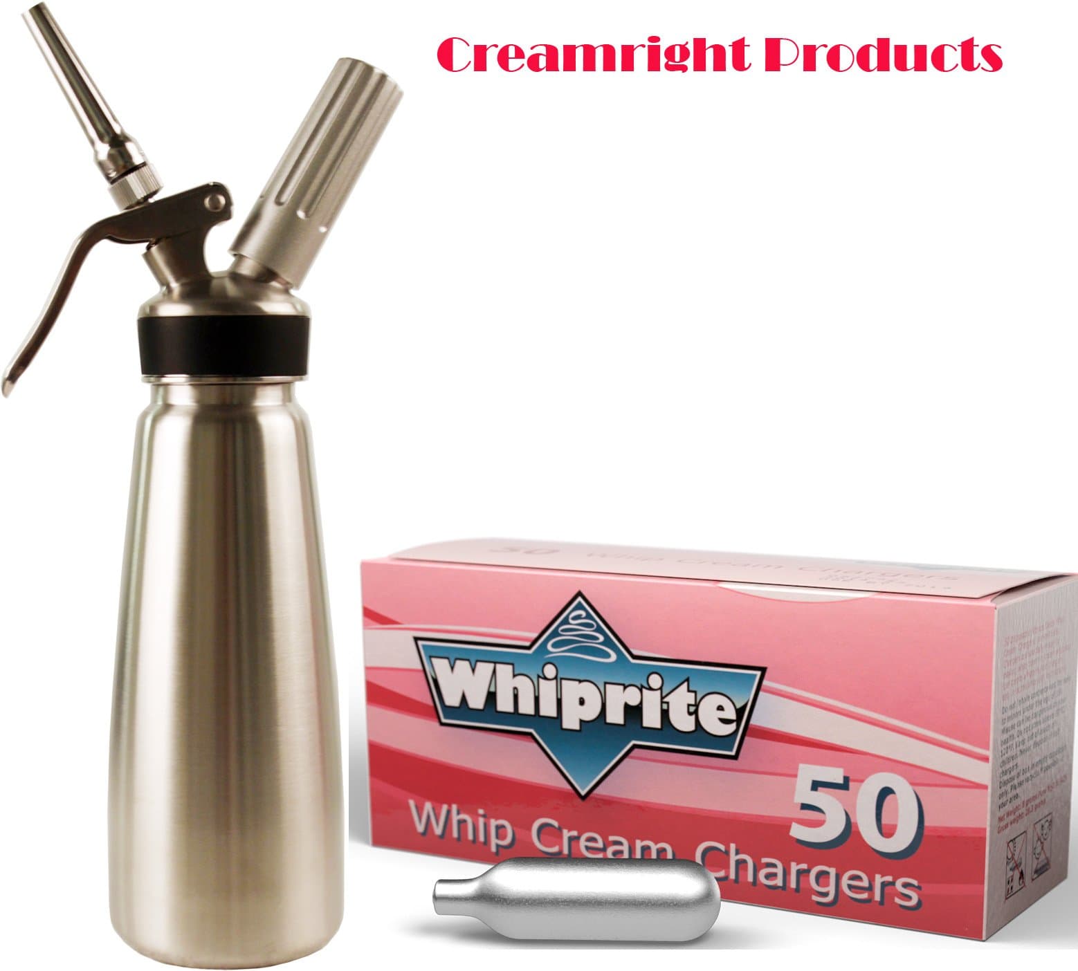 Mosa 1 Pint Stainess Steel Cream Whipper plus 50 WhipRite Chargers