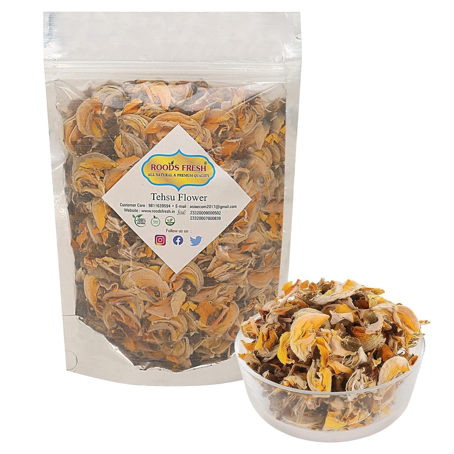 Roods Fresh Dry Tesu Ke Phool - Palash k Phool - Dhak k Phool - Bute a Monosperma - Tesu Phool - Flower of Palash - Phool Tesu - Dhak Phool - टेसू फूल (400g)