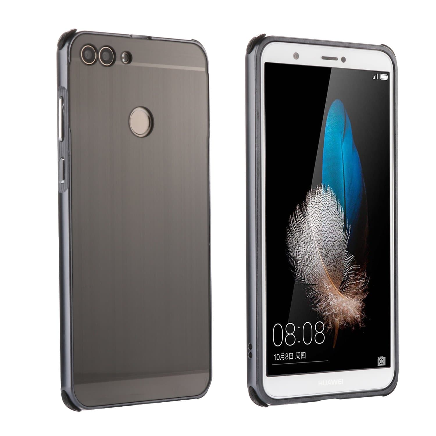 HDOMI Huawei Enjoy 7S,Huawei P Smart Case, Detachable PC Backplate + Premium Aluminum Frame Dual Layered Protection Cover Shockproof Shell for Huawei Enjoy 7S,Huawei P Smart (Black)