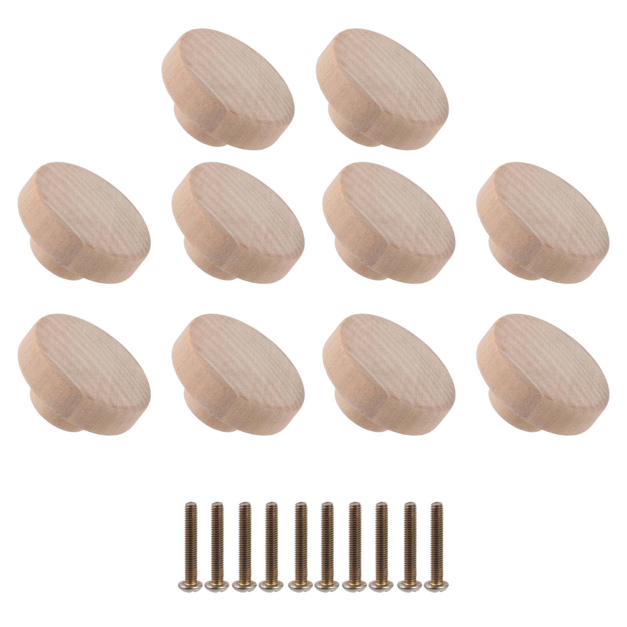 Doublelife SHANOER 10PCS Round Unfinished Wood Drawer Knobs Pulls Handles - Cabinet Furniture Drawer Knobs Pulls Handles 50mmx25mm (50mmx25mm)