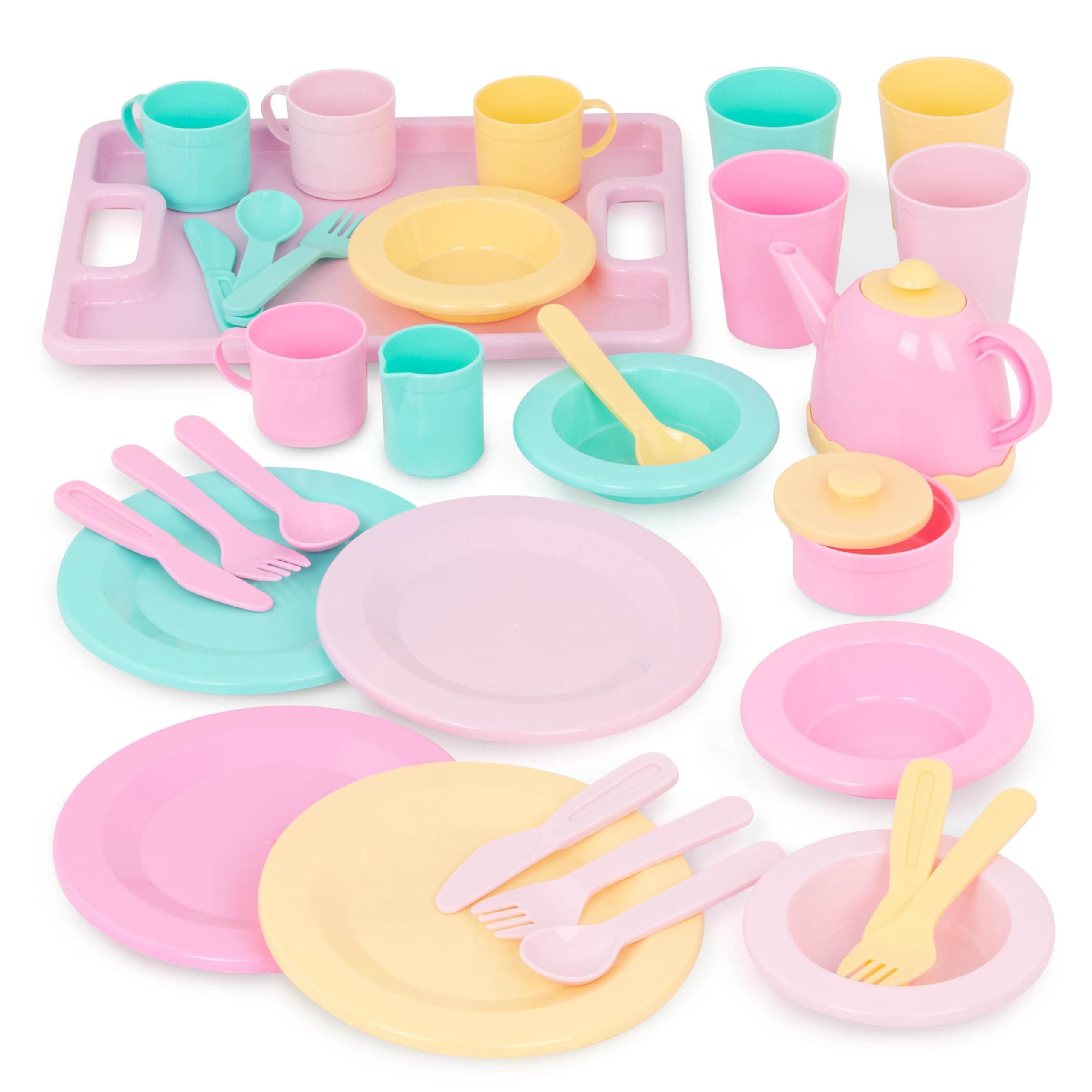 Play Circle – Dish Set – Plates, Cups, and Tea Party Toys – Kitchen Toys for Toddlers – Pretend Play – 3+ Years(34 Pieces)