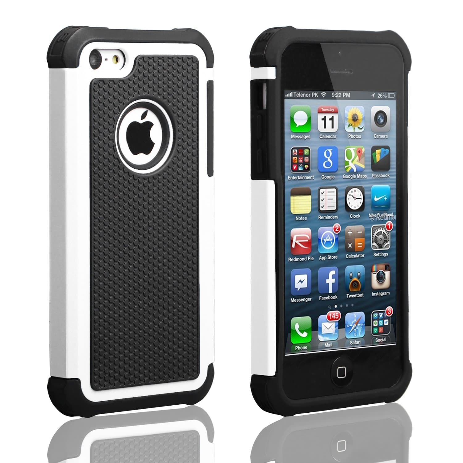 iPhone 5C Case, AUMIAU Hybrid Dual Layer Shock Absorbin Armor Defender Protective Case Cover (Hard Plastic with Soft Silicon) for Apple iPhone 5C-White