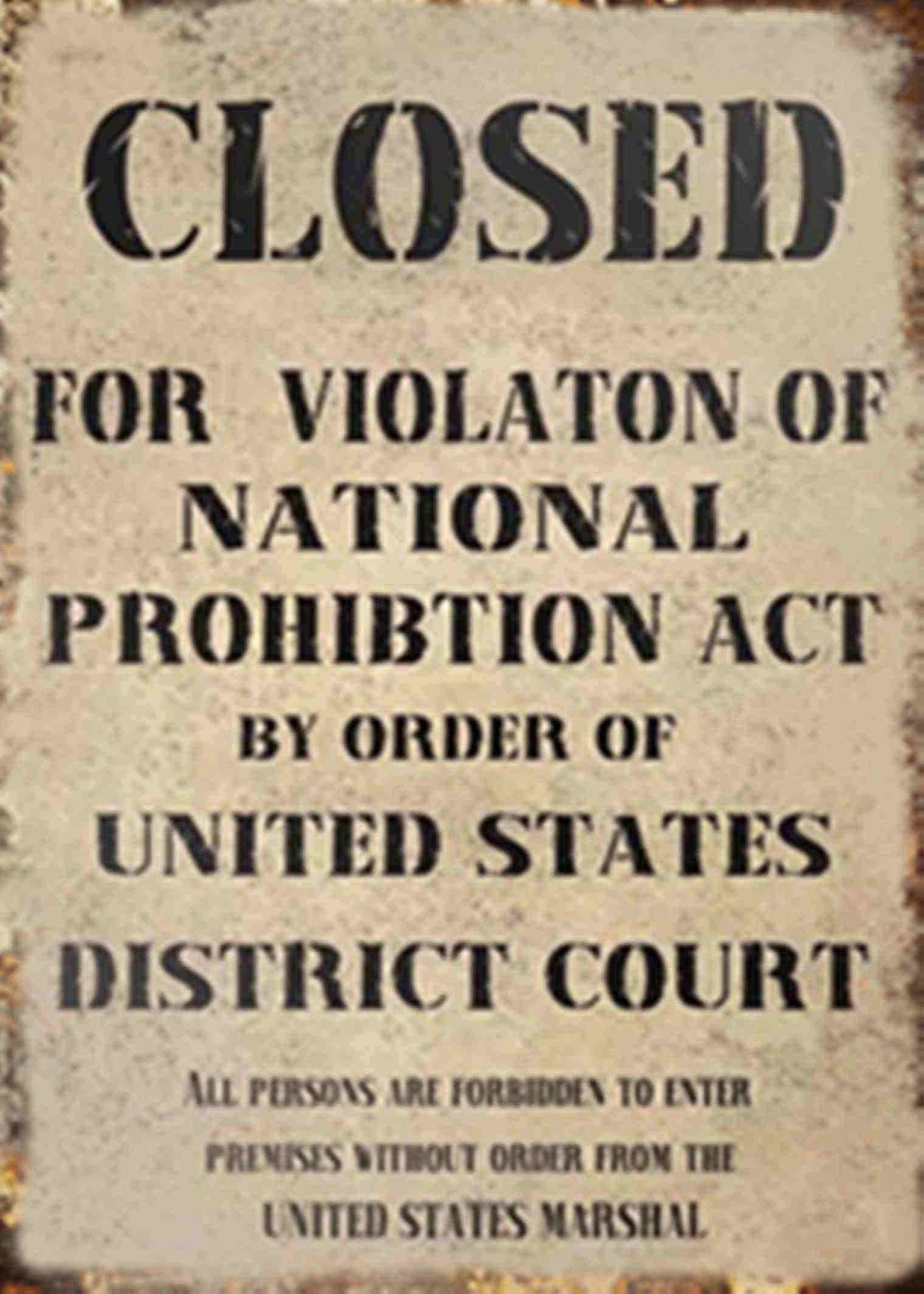 EMOHAT Closed For Violation Of National Prohibition Act By Metal Tin Sign Retro Vintage Of Aluminum Sign For Bar Home Coffee Wall Decoration 8x12 Inch