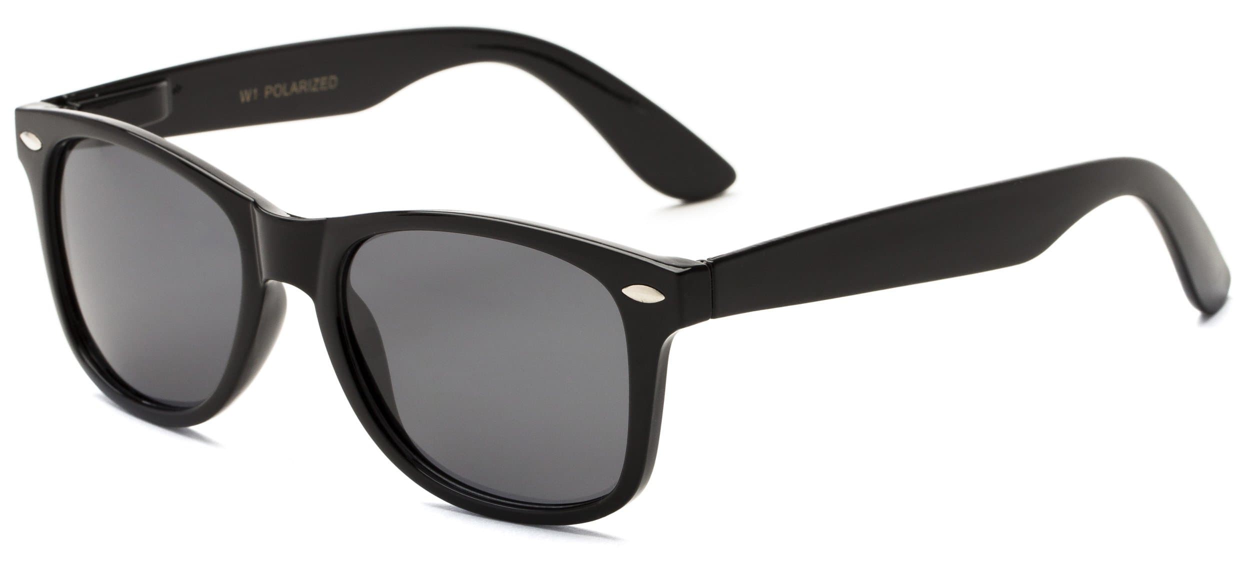 Cove, Polarized Polycarbonate Retro Square Men's & Women's Full Frame Sunglasses - Black Frame with Grey Lenses