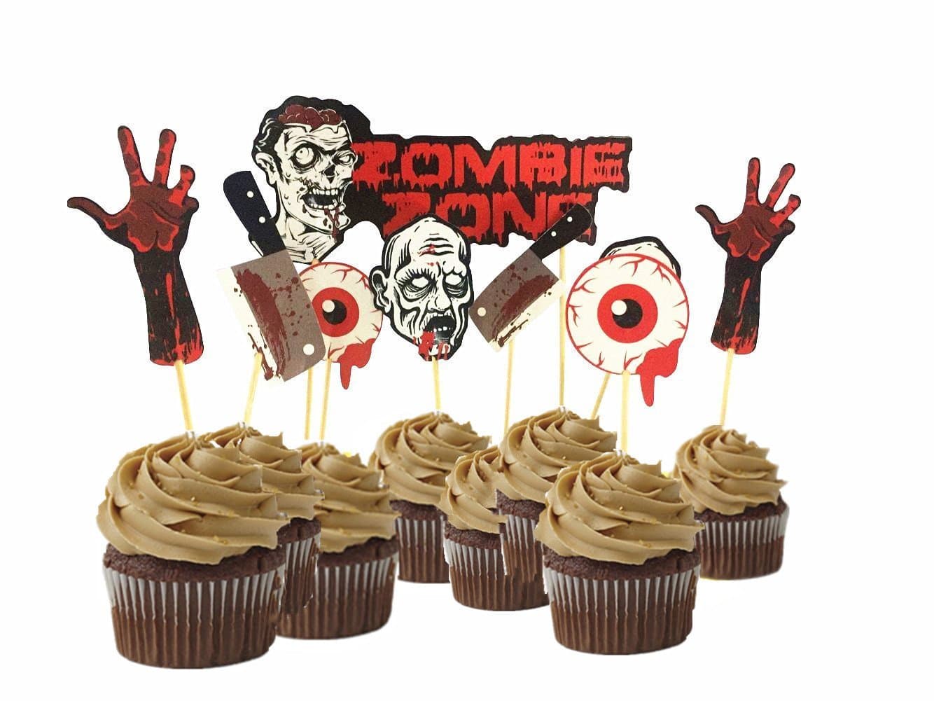 9pcs Scary Halloween Party Bloody Zombie Cupcake Toppers Cake Picks Table Dish Decoration