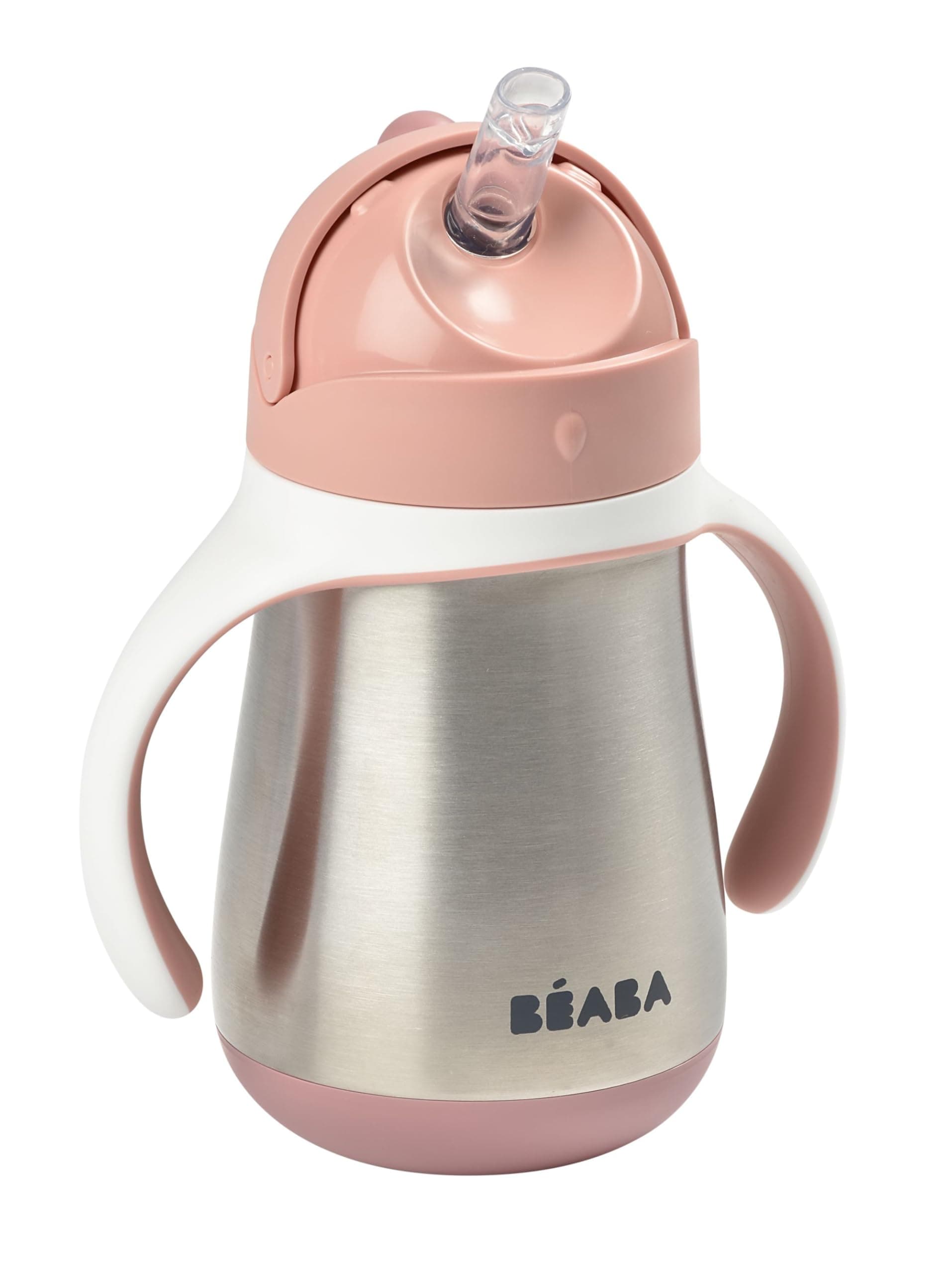 BEABA Stainless Steel Straw Sippy Cup, 8.5 oz (Rose)
