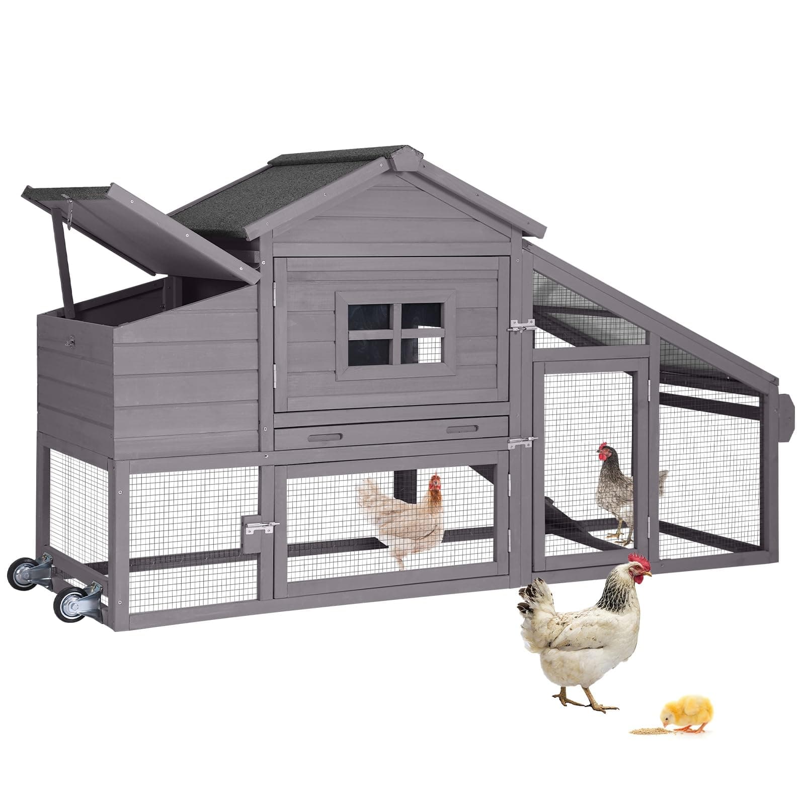 Chicken Coop 69" Chicken House with Large Nesting Box Outdoor Rabbit Hutch with UV Proof Roof,Waterproof