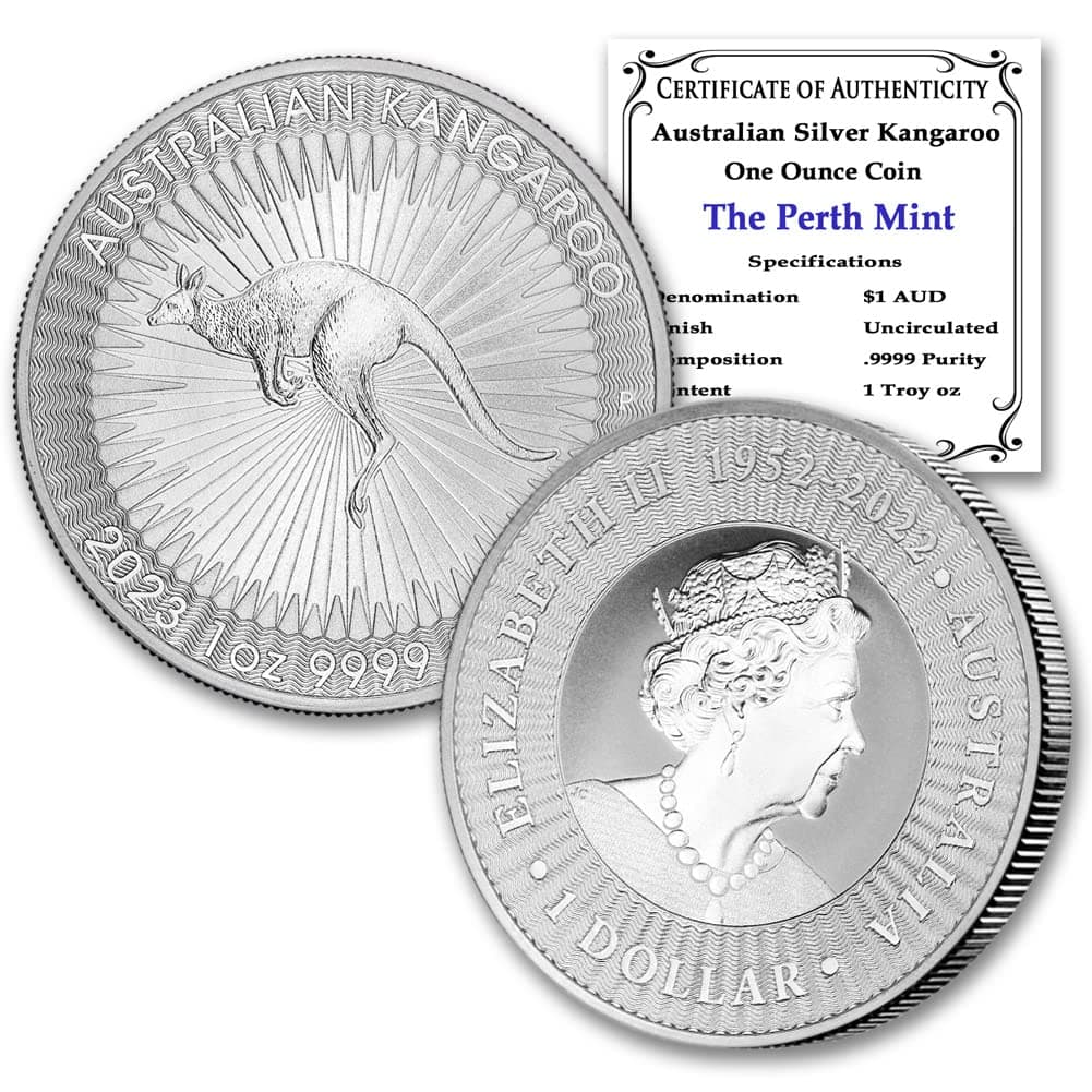 2023 P 1 oz Australian Silver Kangaroo Coin Brilliant Uncirculated with Certi...