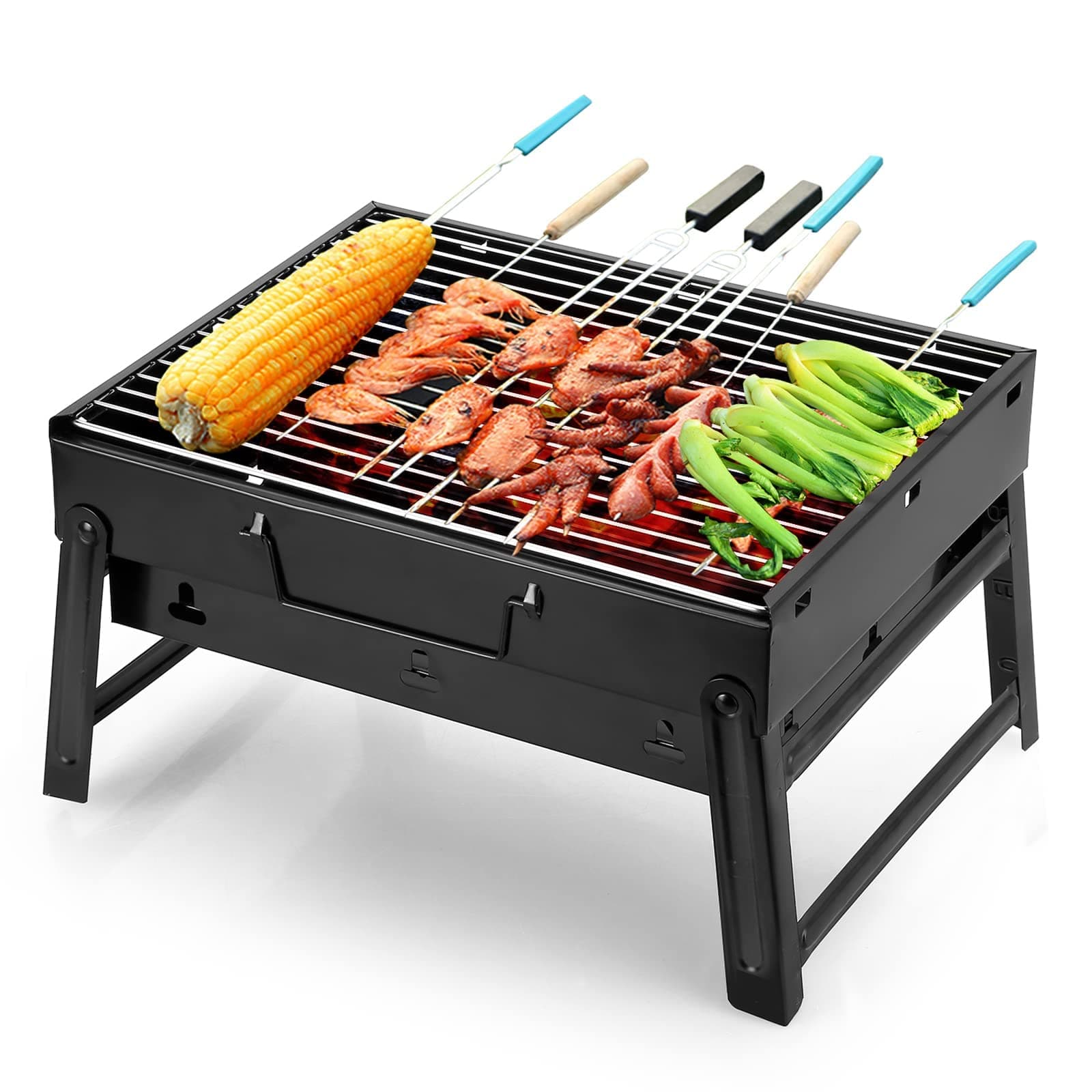 Uten Portable Folding Charcoal Barbecue Grill - Stainless Steel BBQ for Outdoor Cooking, Camping, Hiking, Picnics